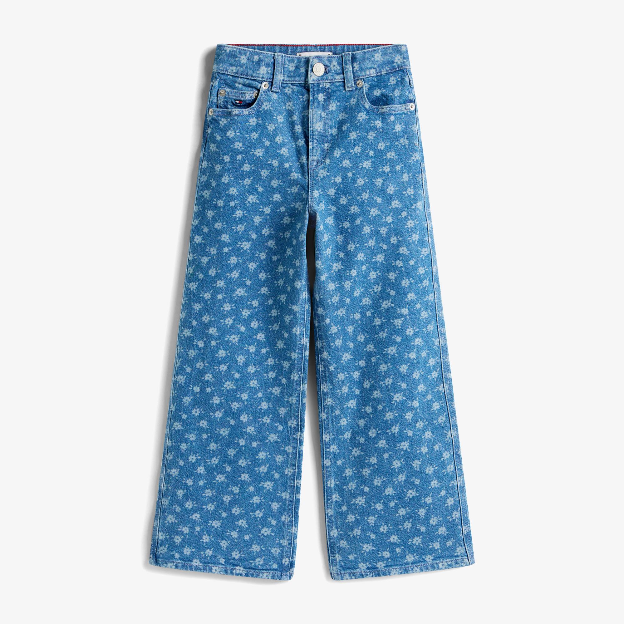 Tommy Hilfiger Mabel Wide Leg Flower Aop Jeans Çocuk Mavi Pantolon