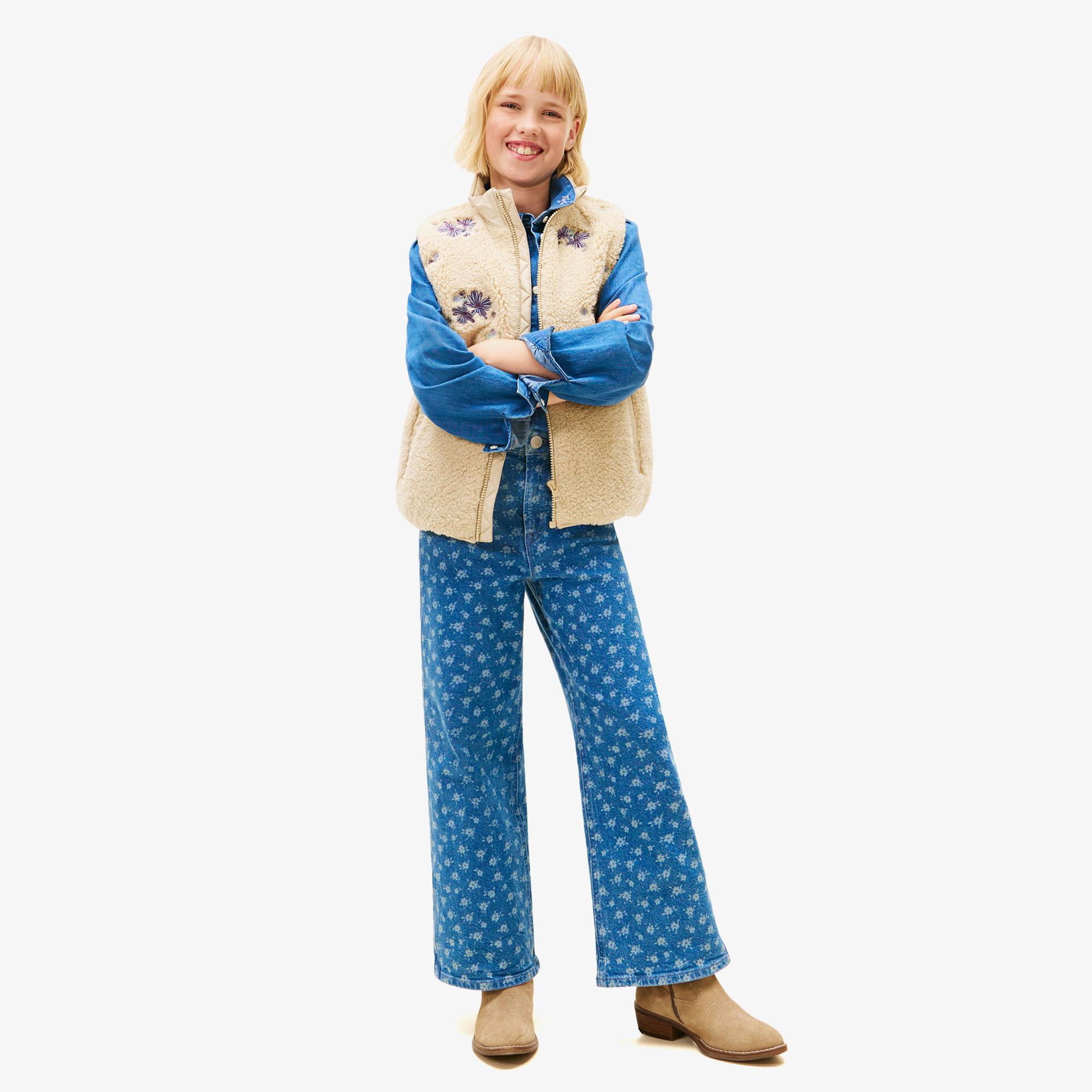 Tommy Hilfiger Mabel Wide Leg Flower Aop Jeans Çocuk Mavi Pantolon