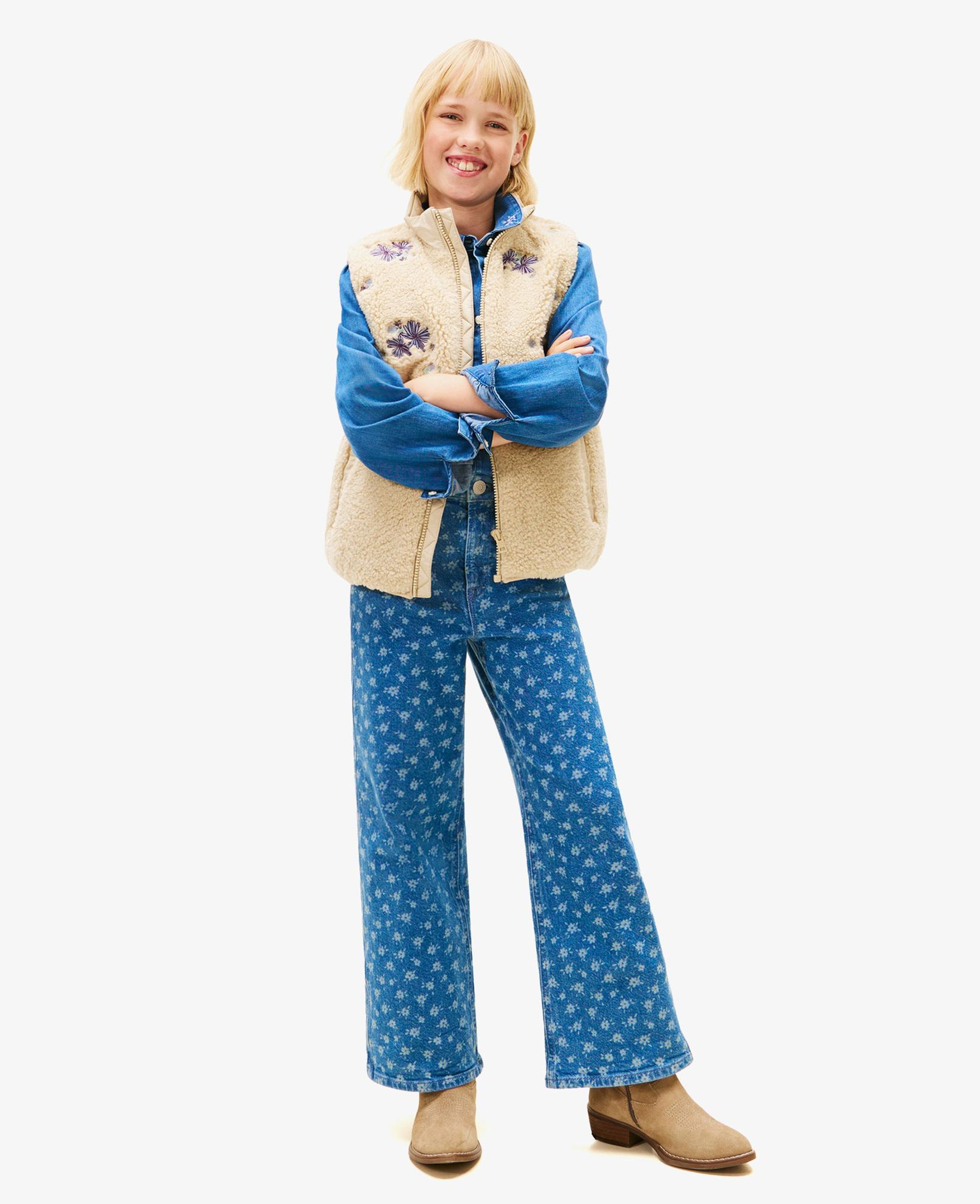 Tommy Hilfiger Mabel Wide Leg Flower Aop Jeans Çocuk Mavi Pantolon