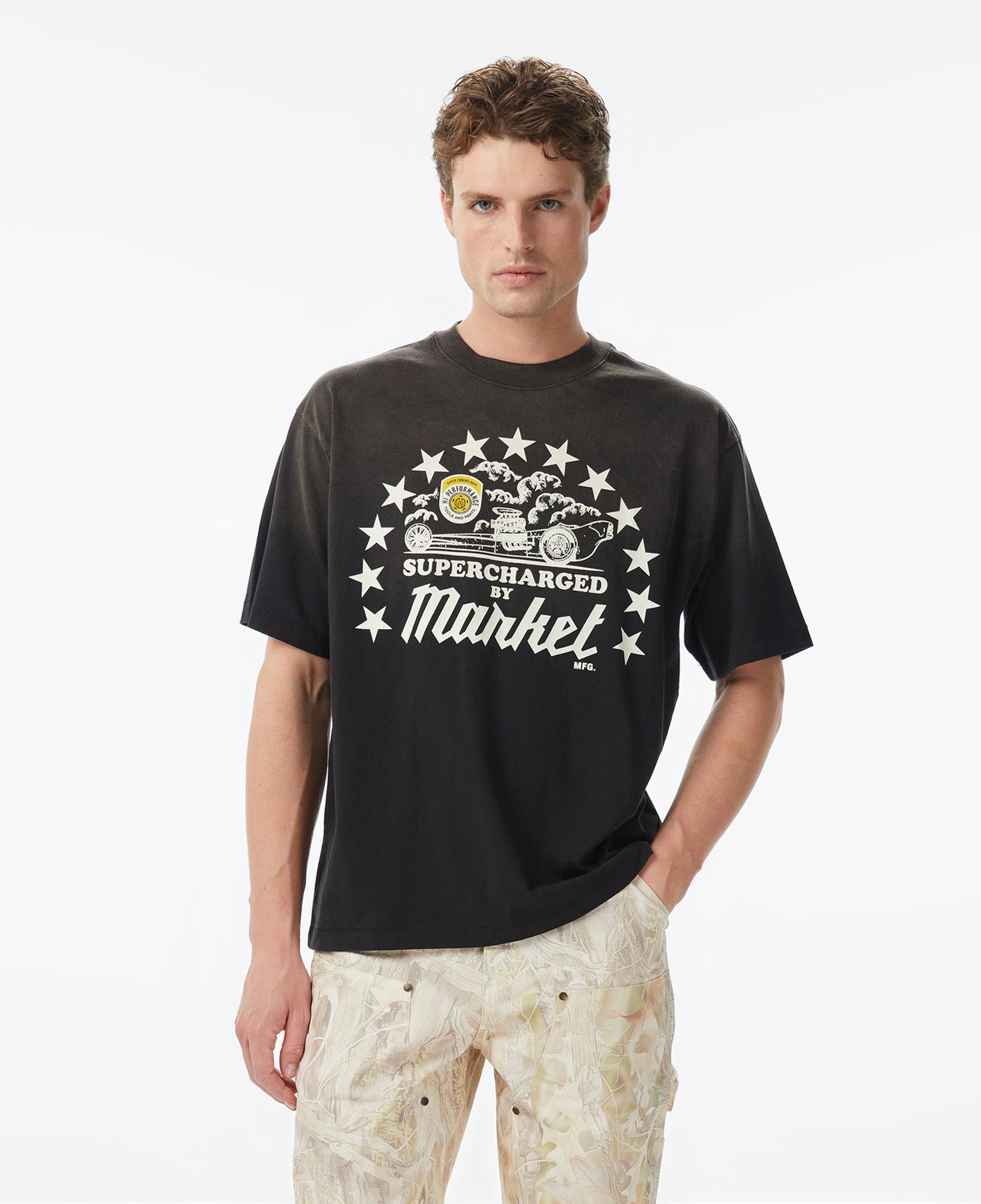 Market Supercharged Erkek Siyah T-Shirt