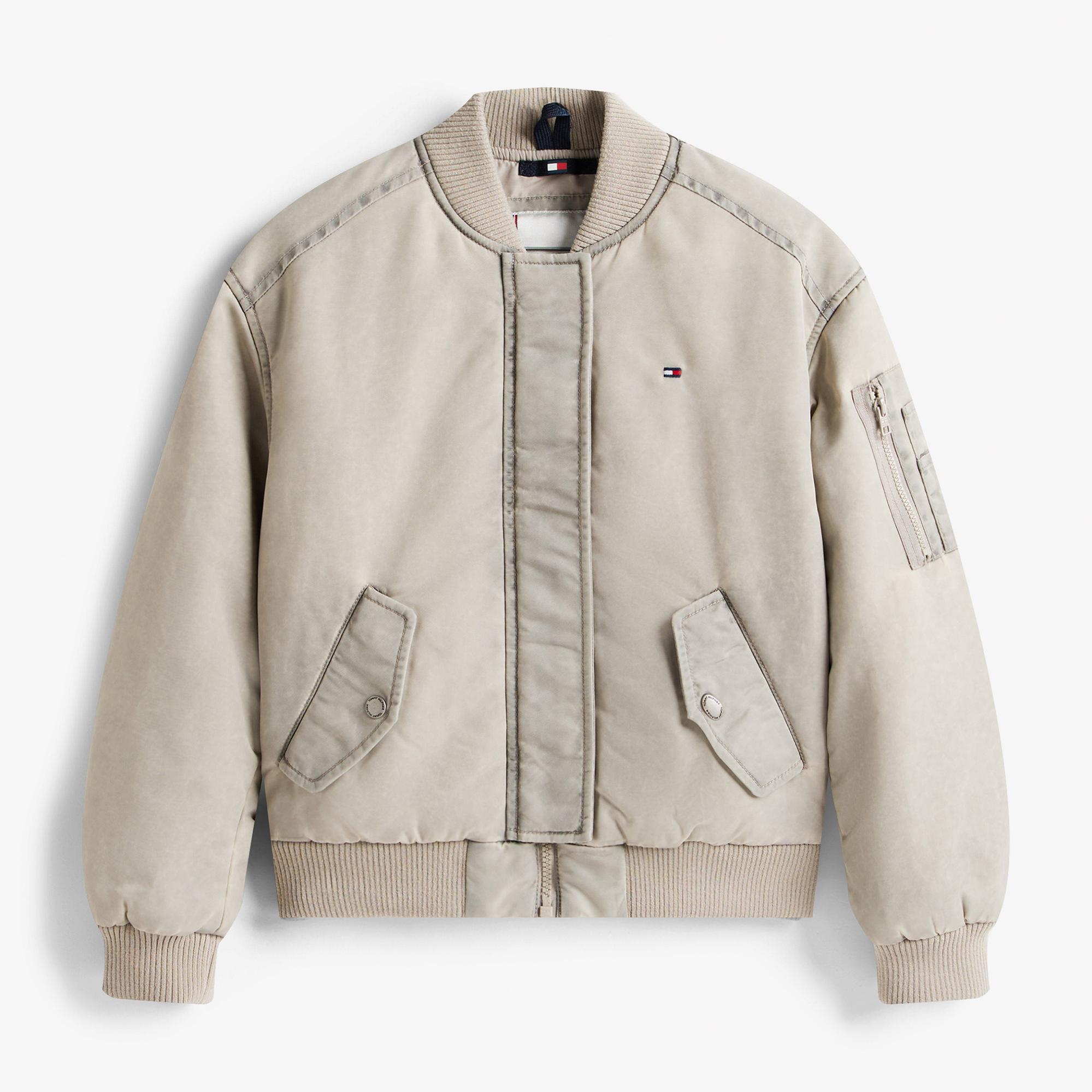 Tommy Hilfiger Washed Bomber Çocuk Bej Ceket
