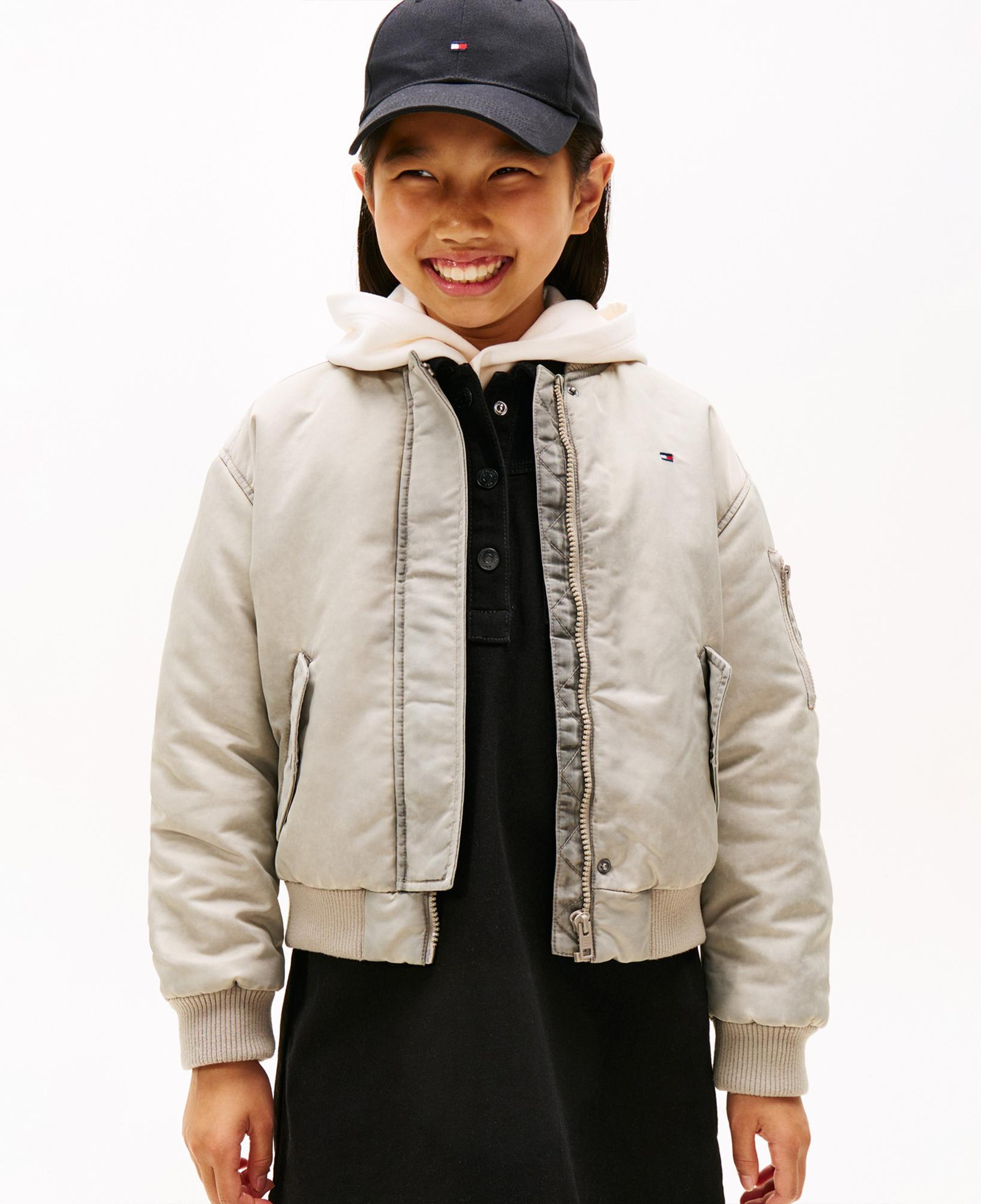 Tommy Hilfiger Washed Bomber Çocuk Bej Ceket