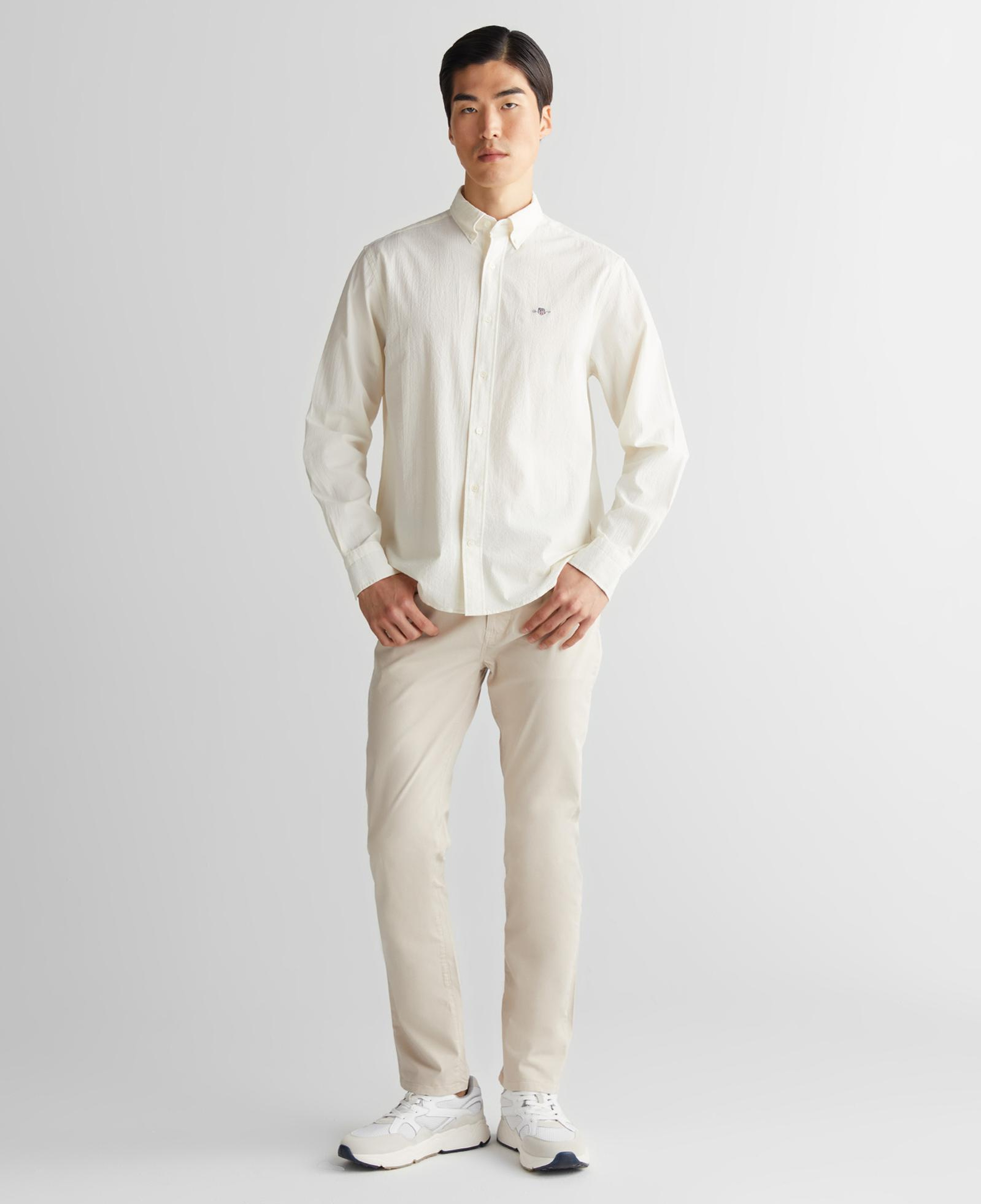 GANT Erkek Krem Regular Fit Düğmeli Yaka Gömlek