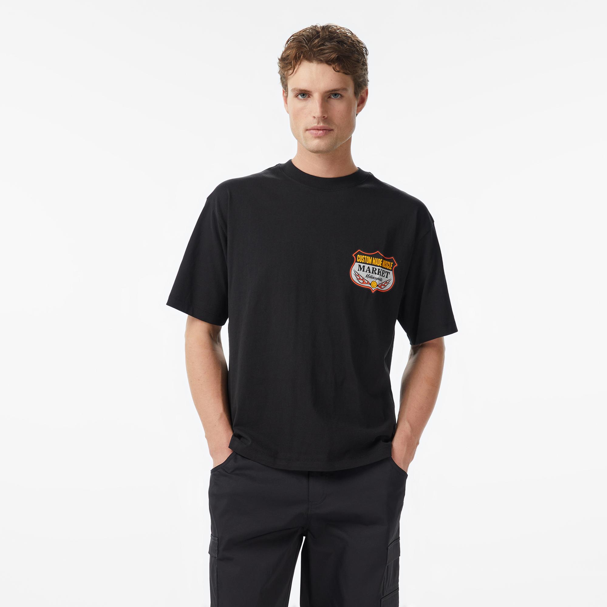 Market Smiley Burnt Rubber Erkek Gri T-Shirt