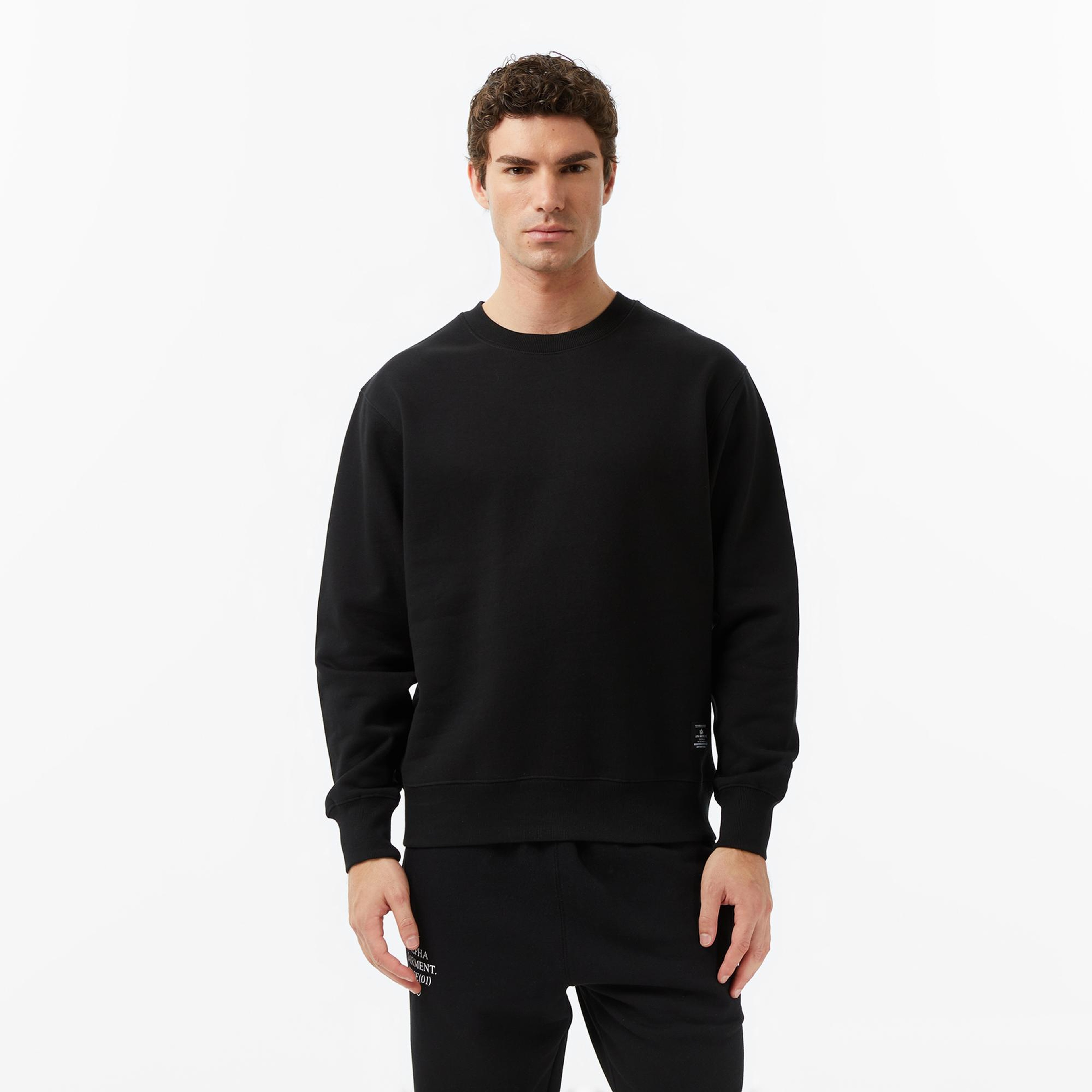 Alpha Industries Patched Crewneck Erkek Siyah Sweatshirt