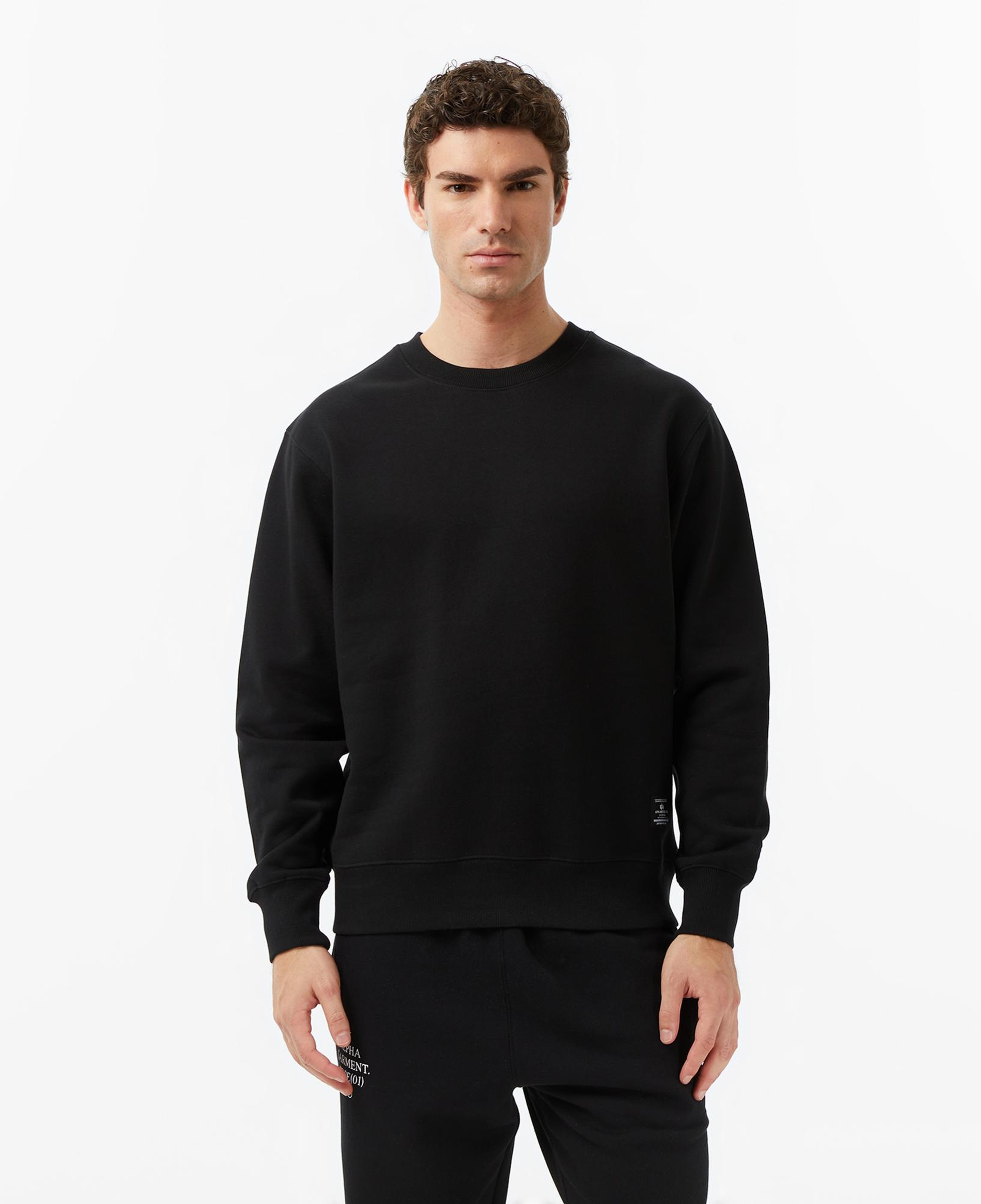 Alpha Industries Patched Crewneck Erkek Siyah Sweatshirt