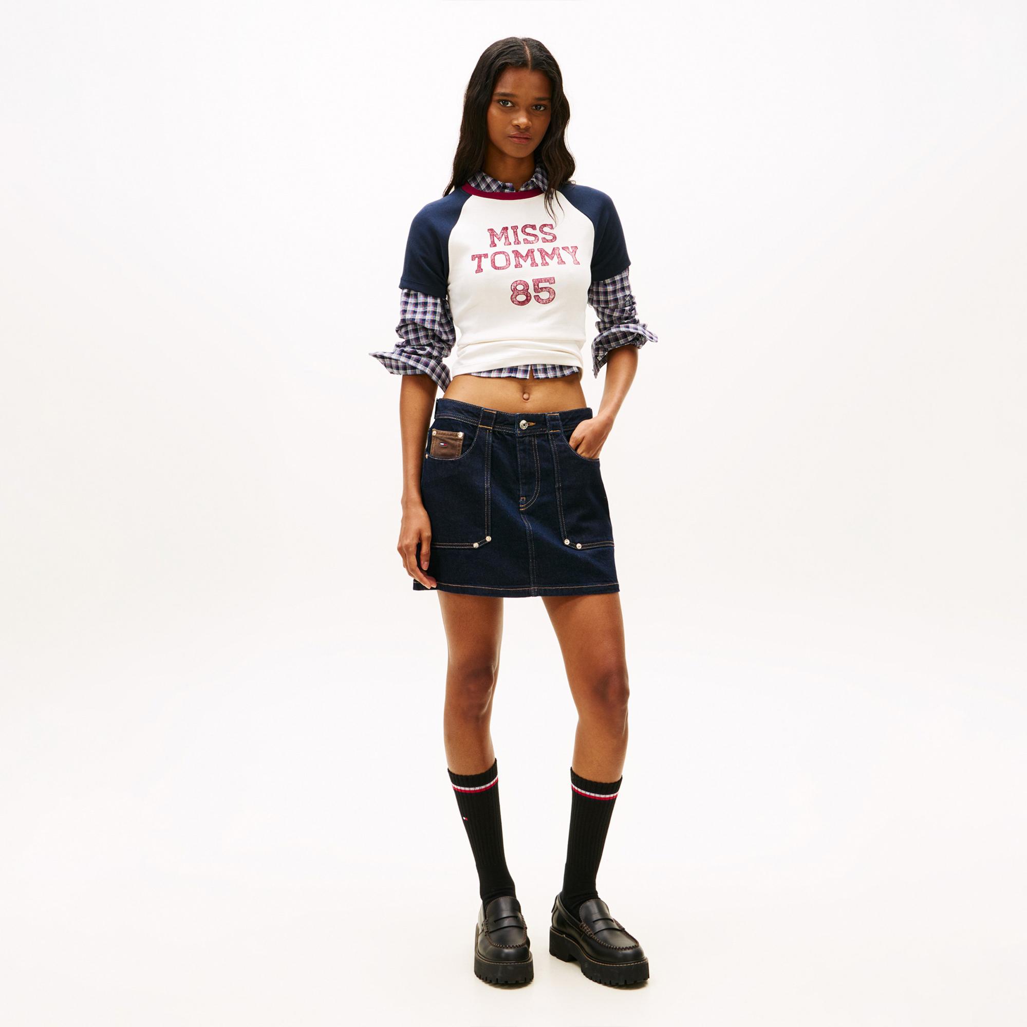 Tommy Hilfiger Slim Fit Miss Tommy Kadın Beyaz T-Shirt