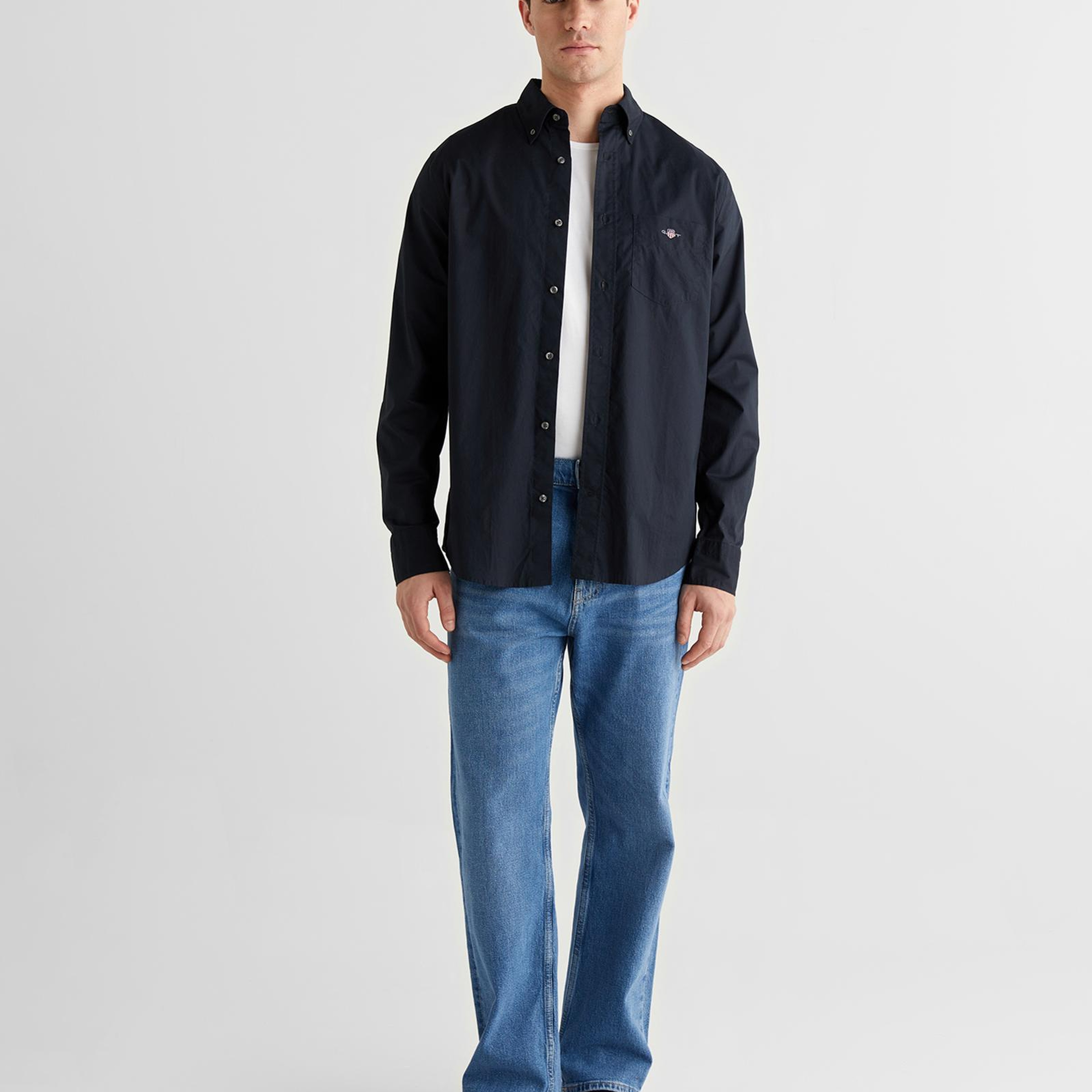 GANT Erkek Siyah Regular Fit Logolu Gömlek