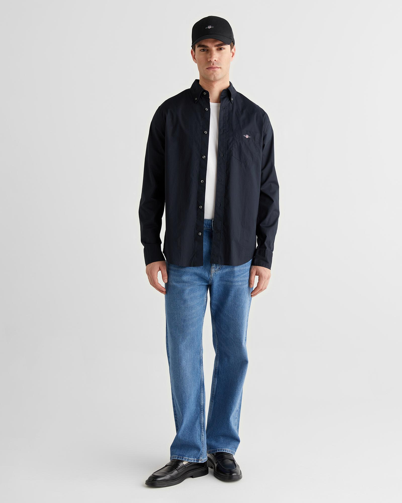 GANT Erkek Siyah Regular Fit Logolu Gömlek