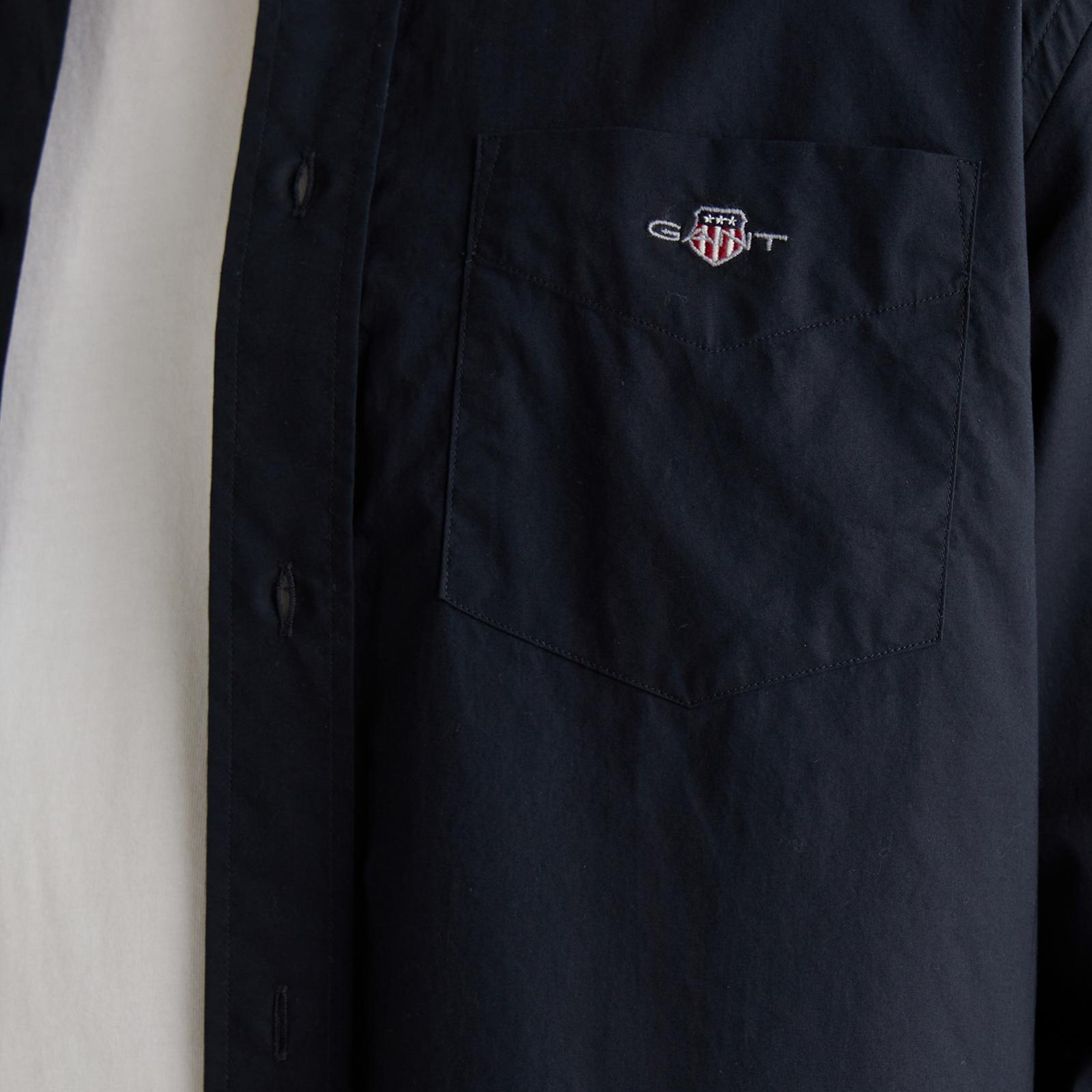 GANT Erkek Siyah Regular Fit Logolu Gömlek