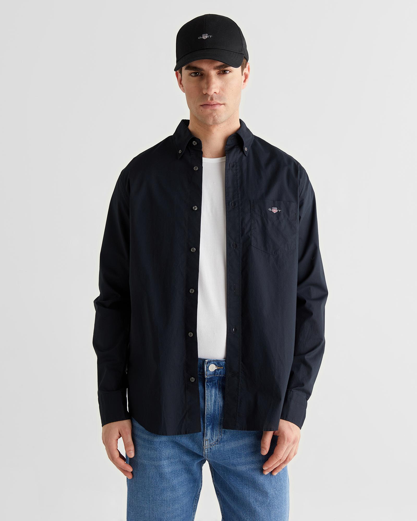 GANT Erkek Siyah Regular Fit Logolu Gömlek