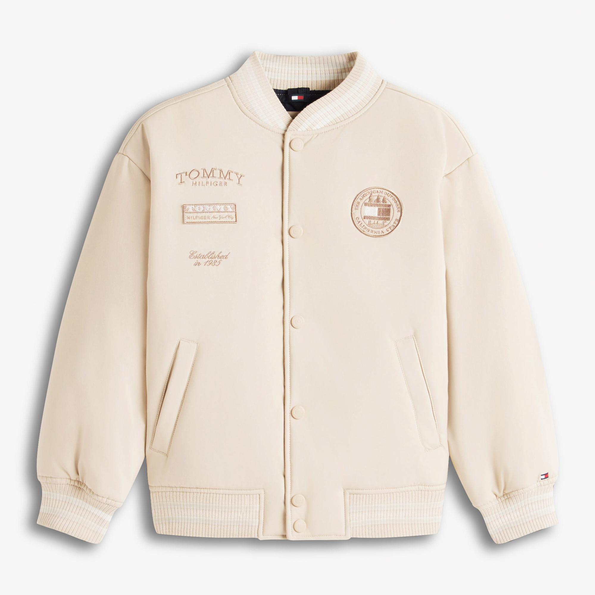 Tommy Hilfiger Padded Graphic Bomber Çocuk Bej Ceket