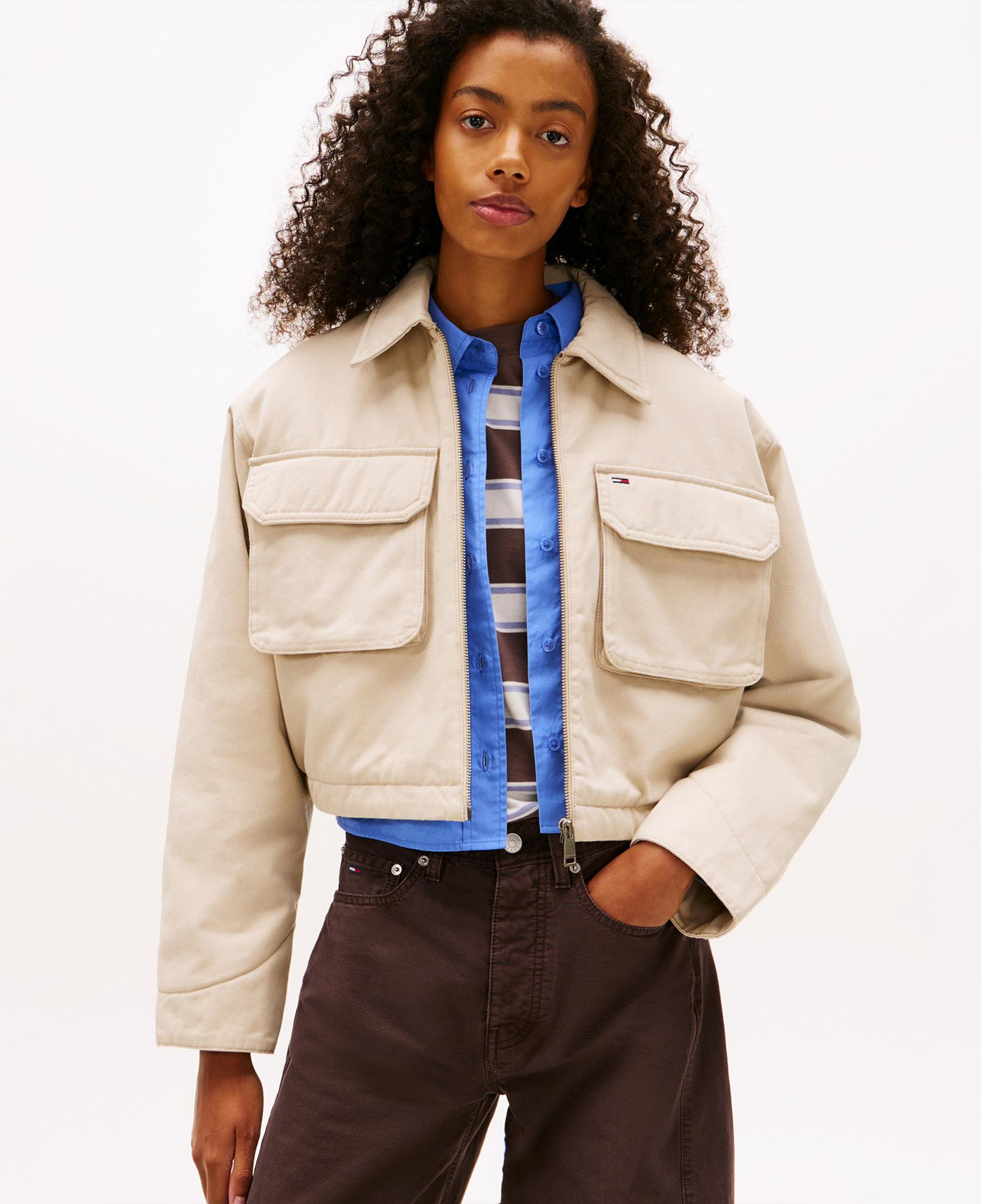 Tommy Hilfiger Cropped Workwear Kadın Bej Ceket