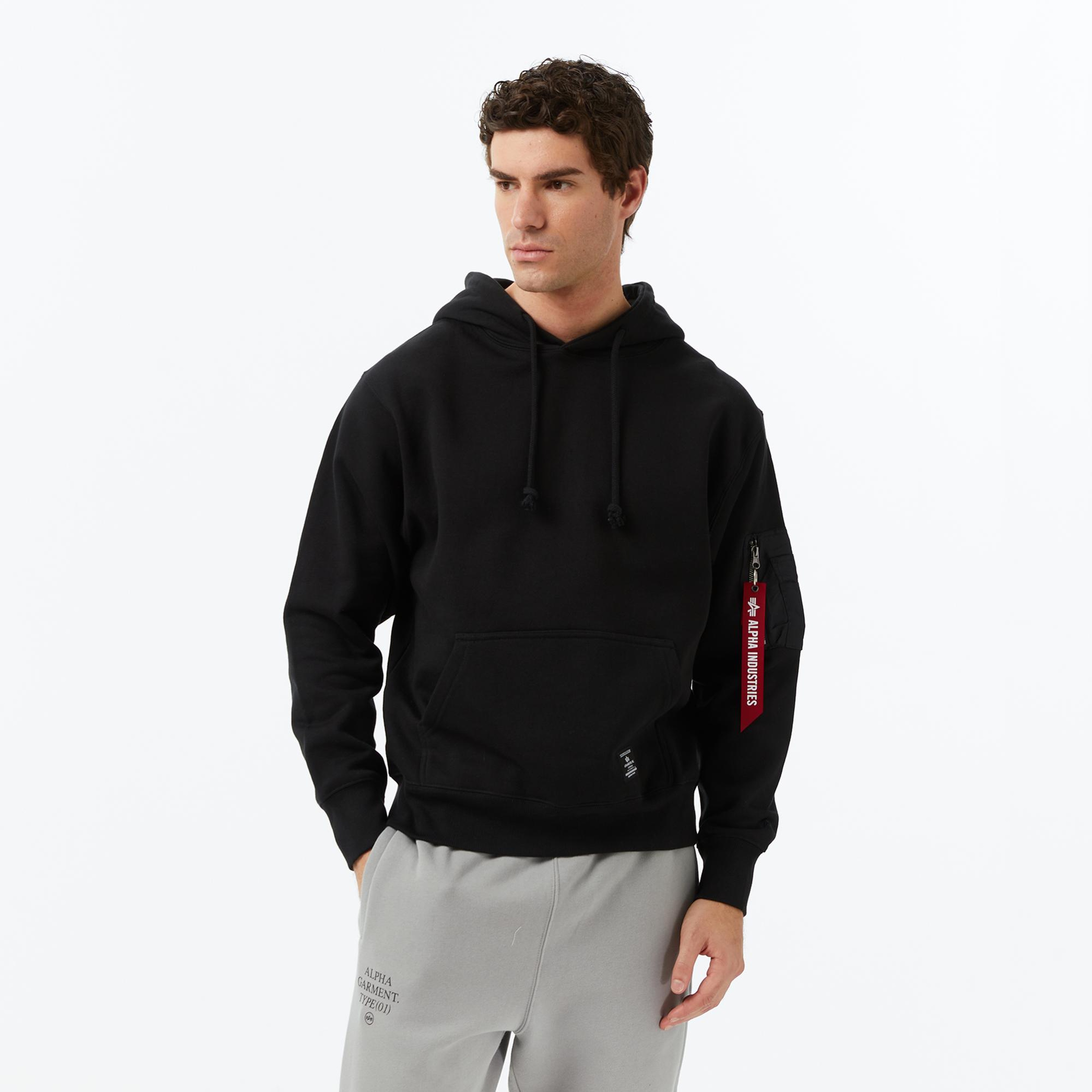 Alpha Industries Utility Pocket Erkek Siyah Hoodie