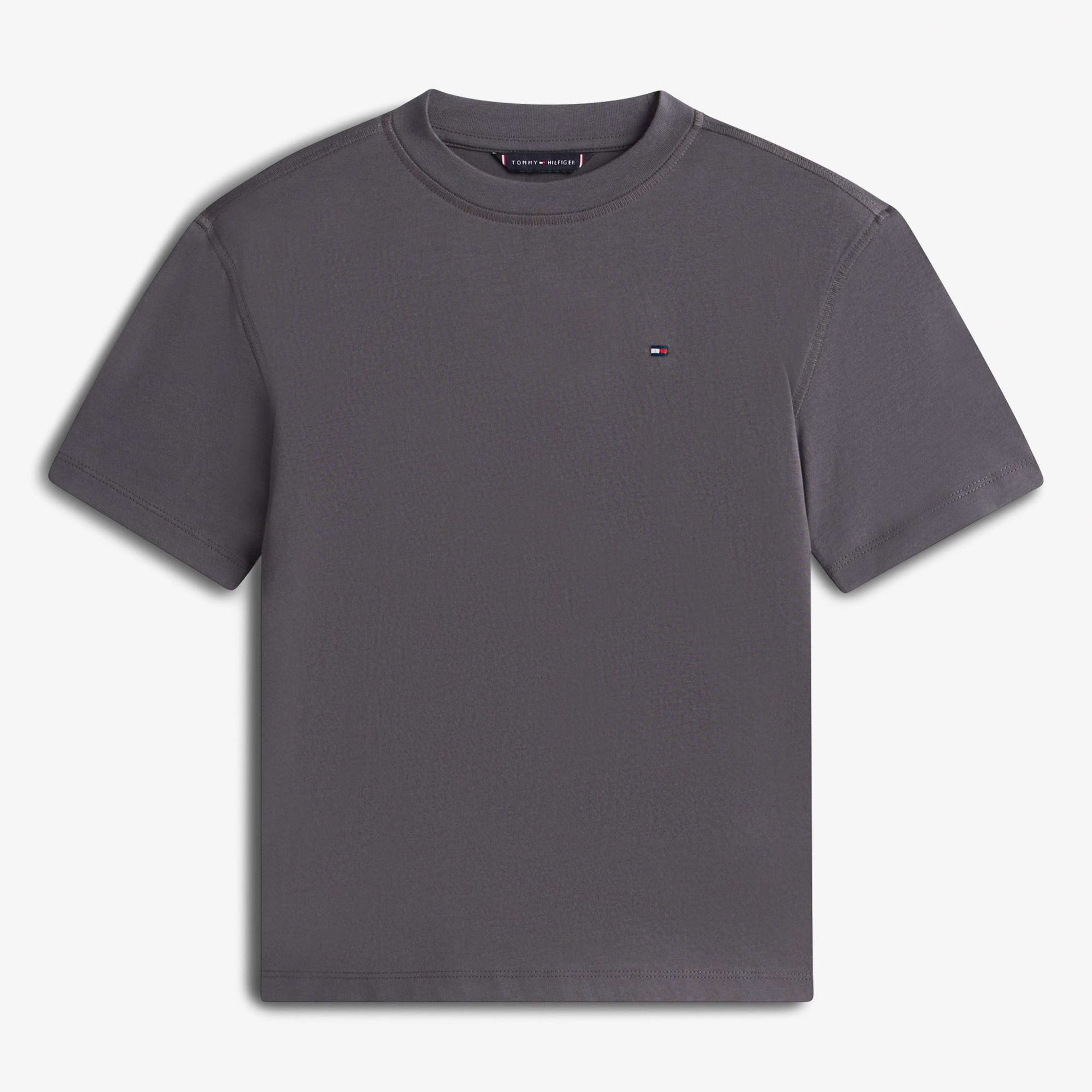 Tommy Hilfiger Washed Faded Graphic Çocuk Gri T-Shirt
