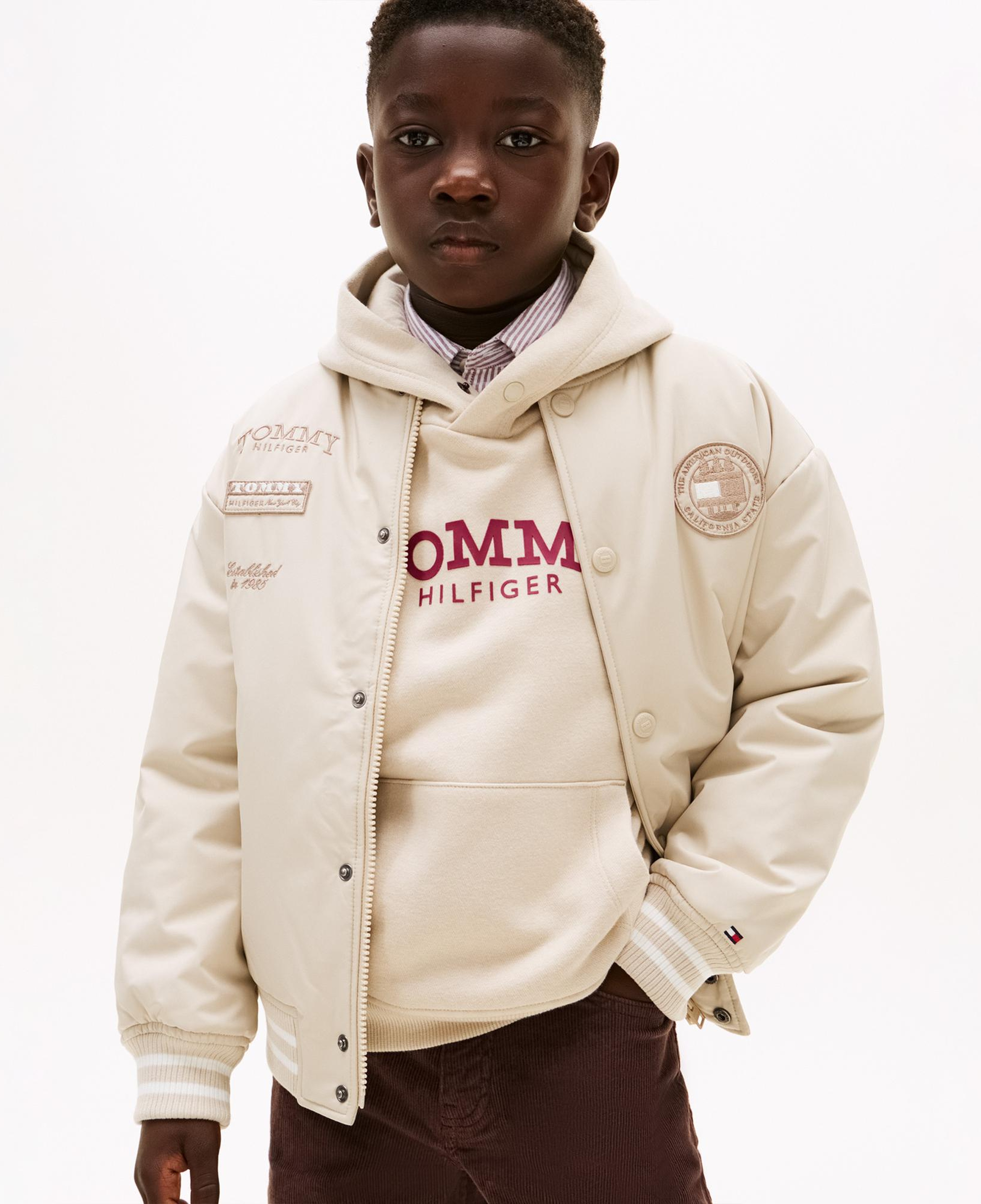 Tommy Hilfiger Padded Graphic Bomber Çocuk Bej Ceket