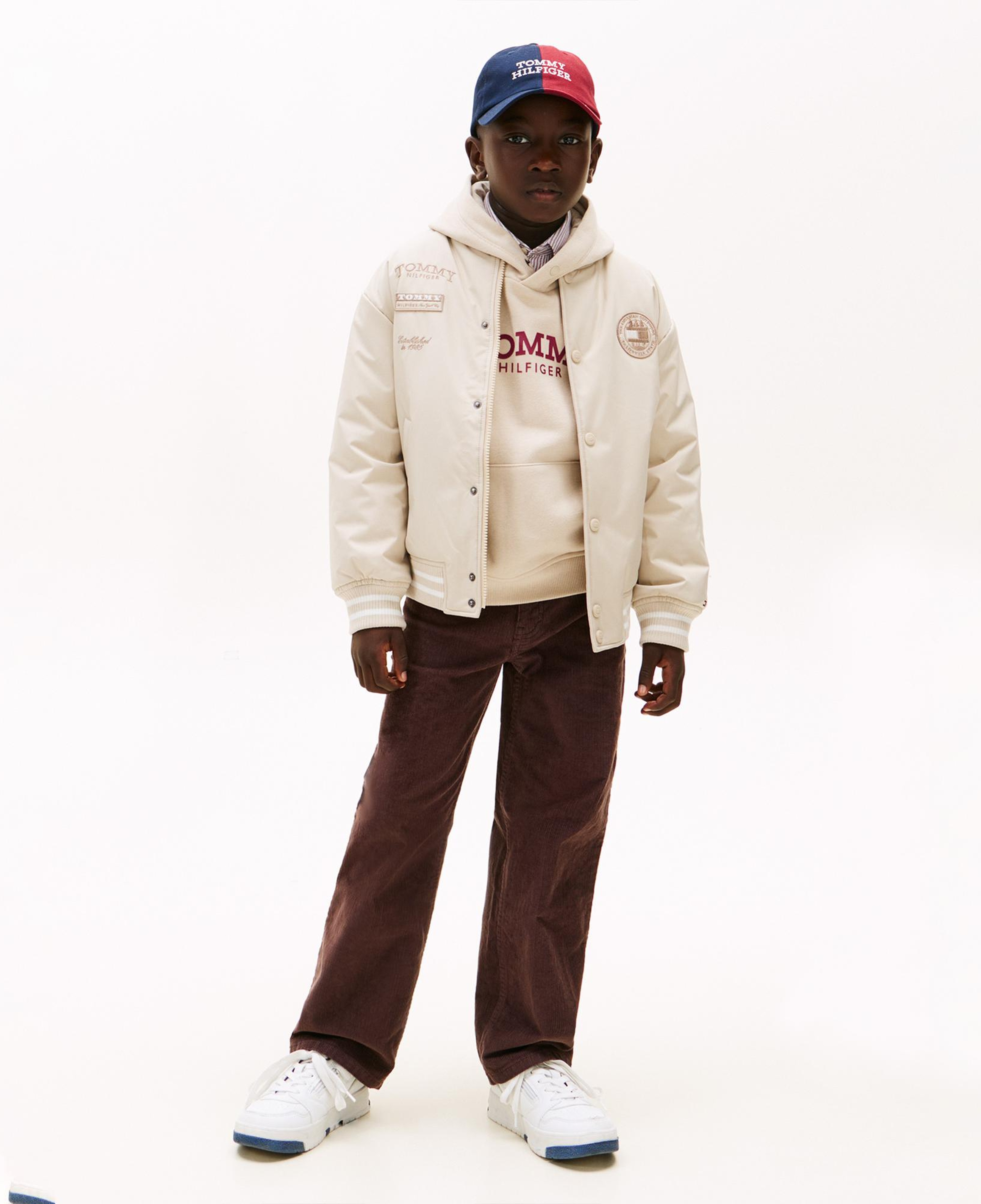 Tommy Hilfiger Padded Graphic Bomber Çocuk Bej Ceket