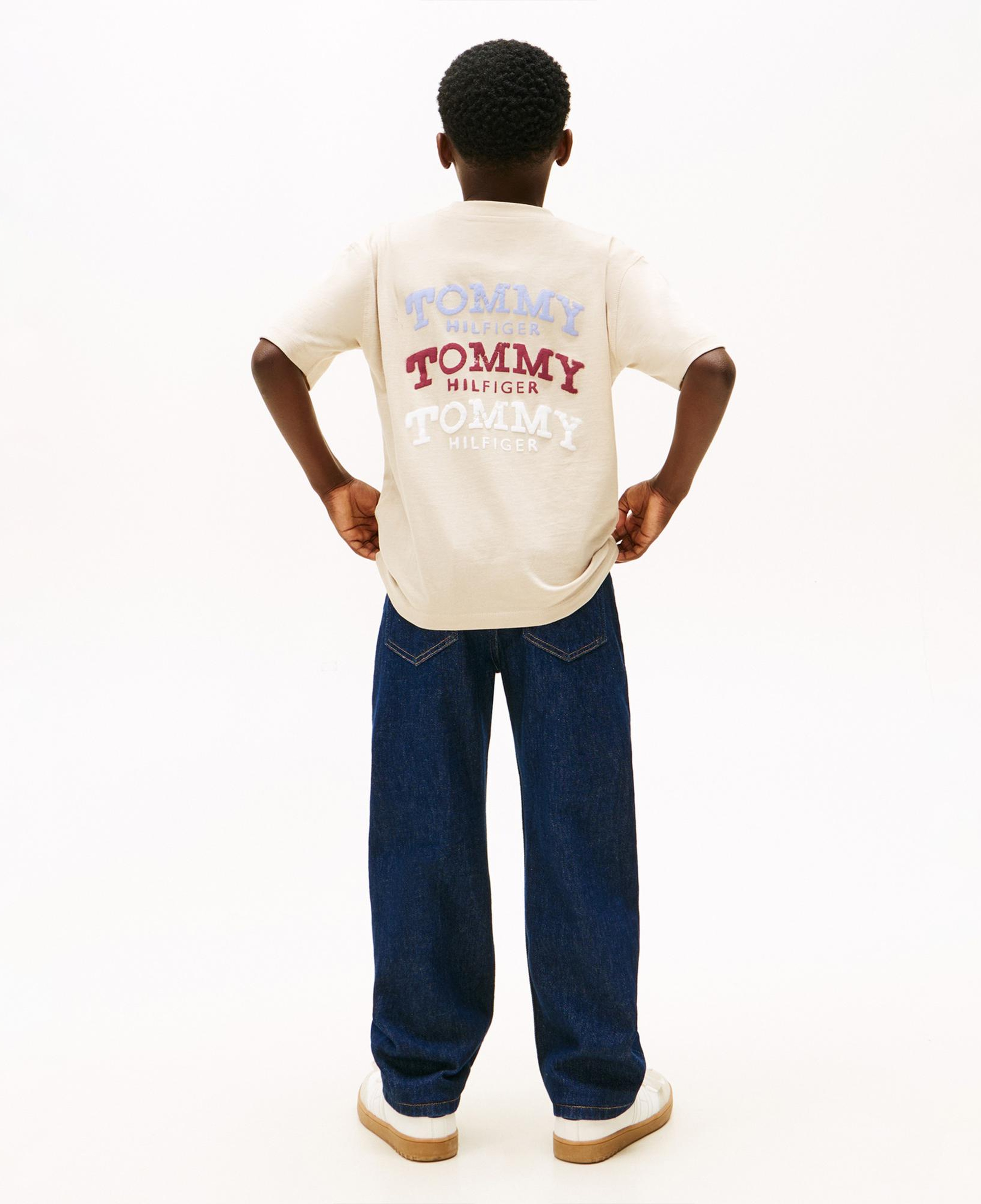 Tommy Hilfiger Washed Faded Graphic Çocuk Bej T-Shirt