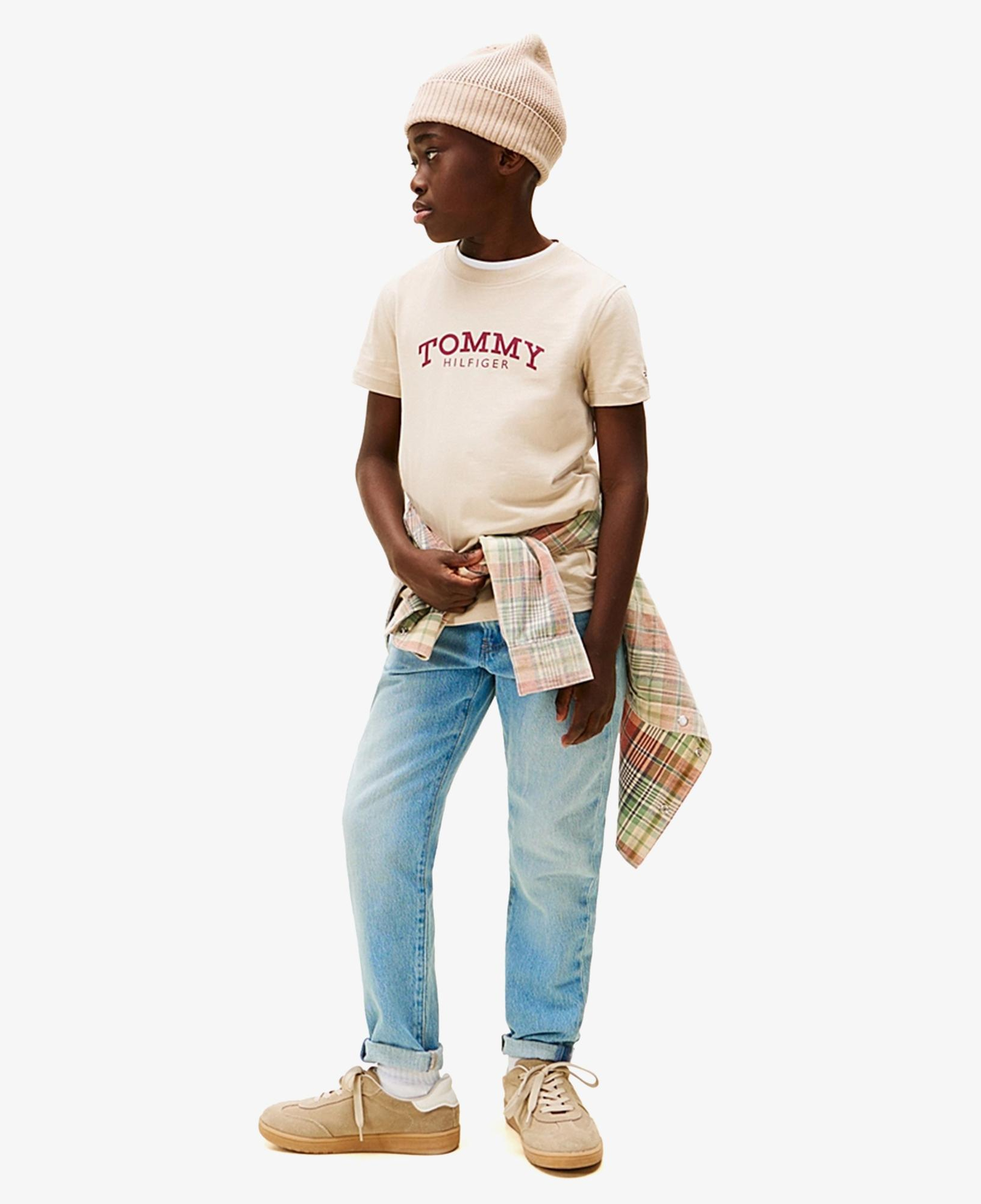 Tommy Hilfiger Monotype Print Graphic Çocuk Bej T-Shirt