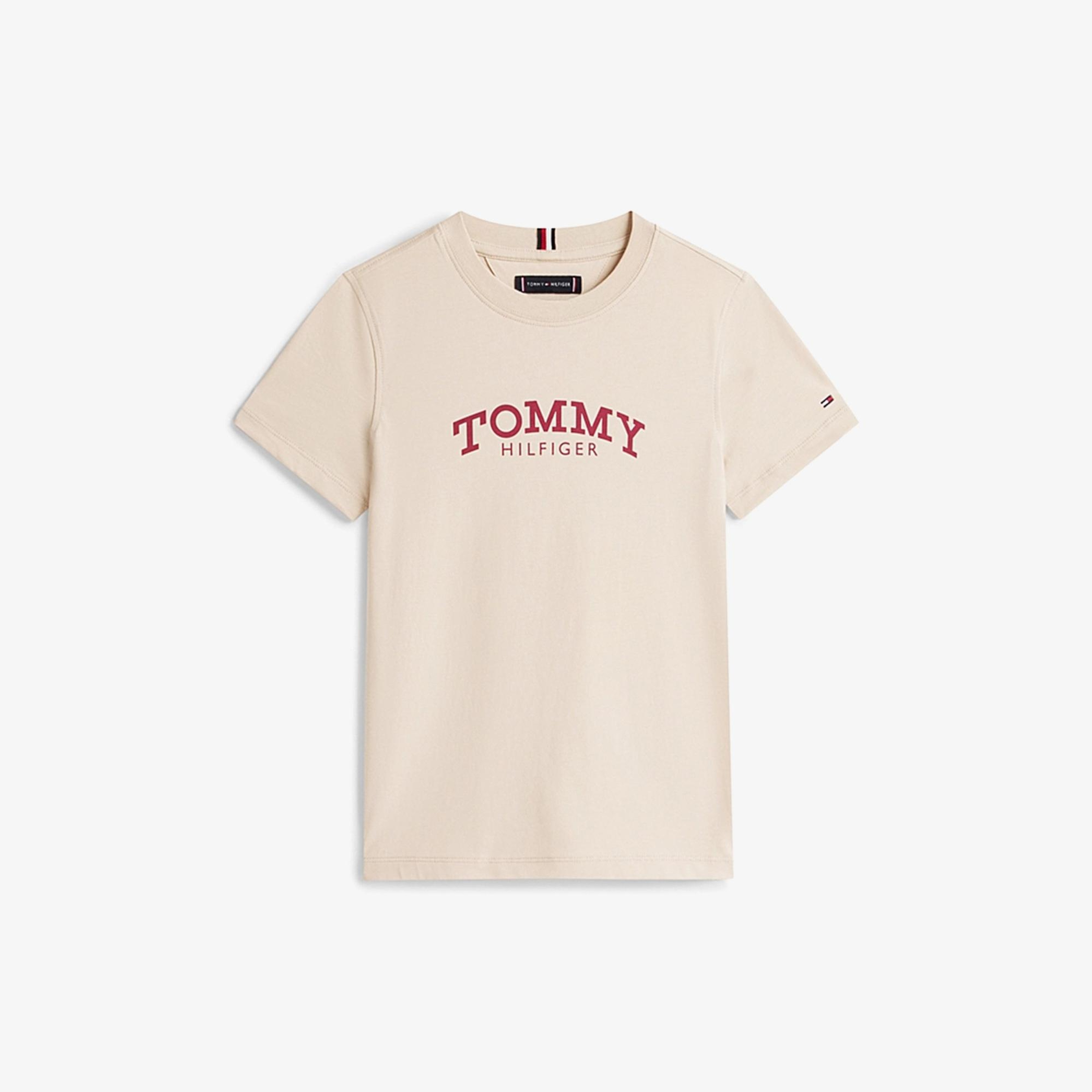 Tommy Hilfiger Monotype Print Graphic Çocuk Bej T-Shirt