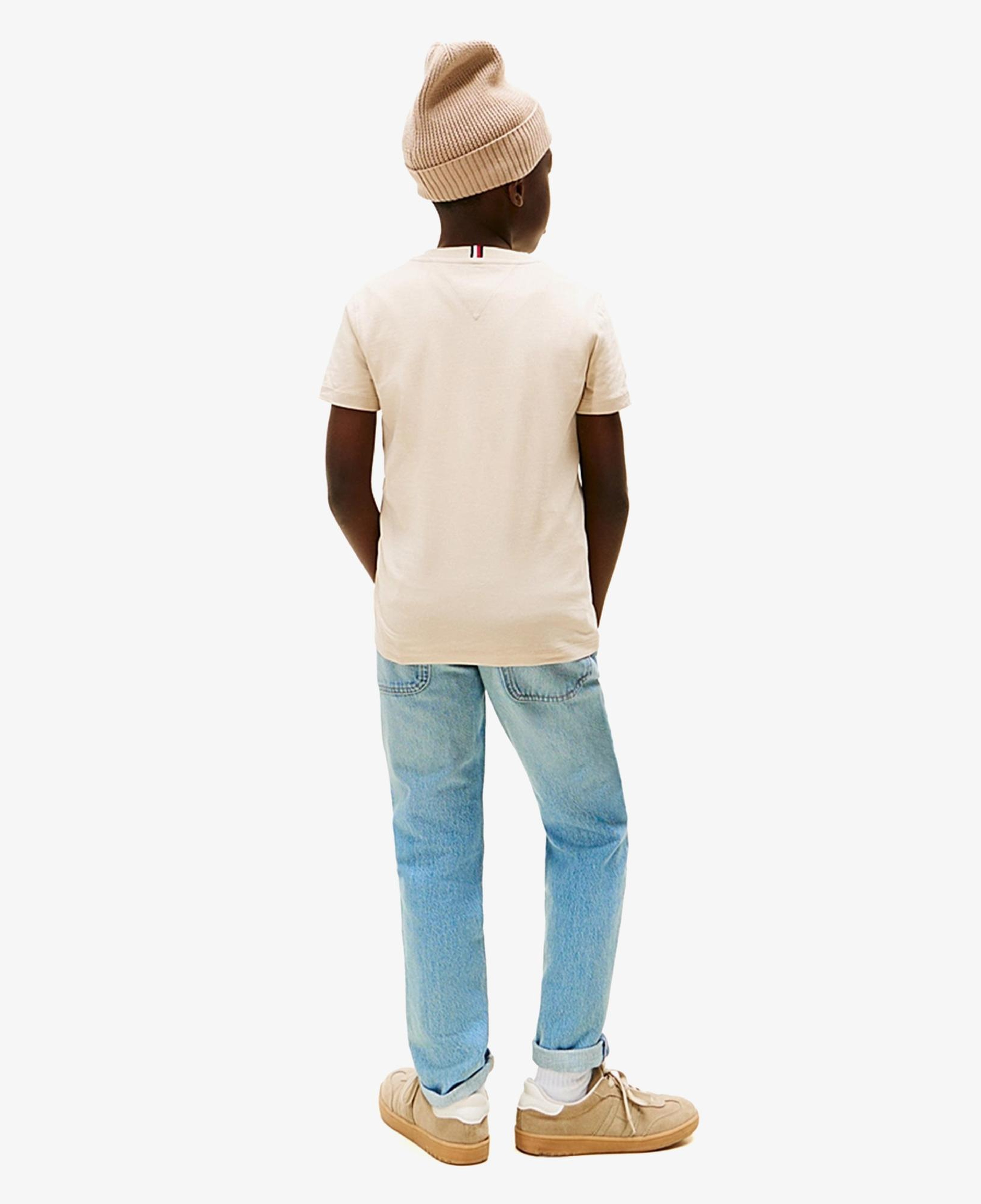 Tommy Hilfiger Monotype Print Graphic Çocuk Bej T-Shirt