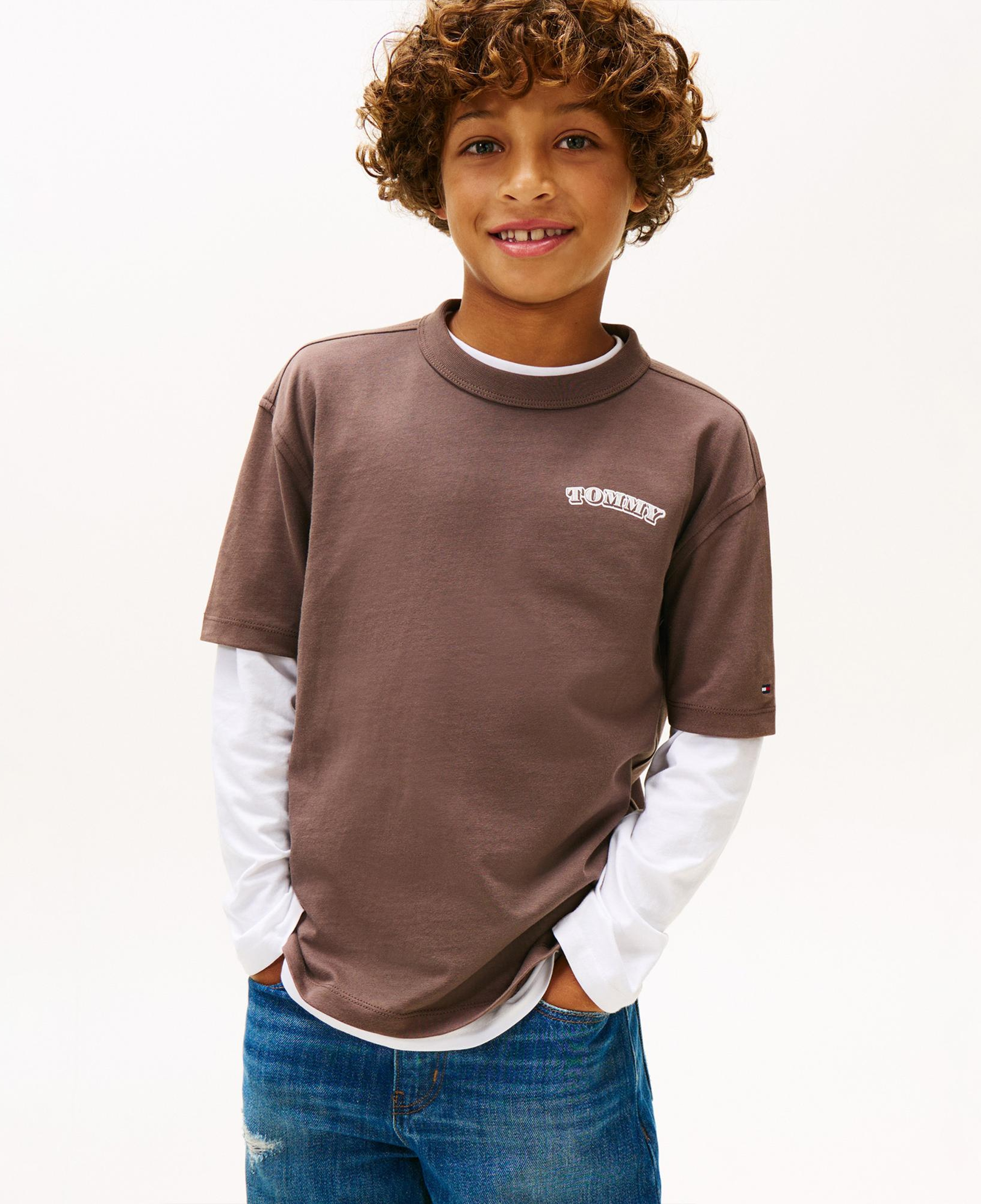 Tommy Hilfiger Puff Print Graphic Çocuk Kahverengi T-Shirt