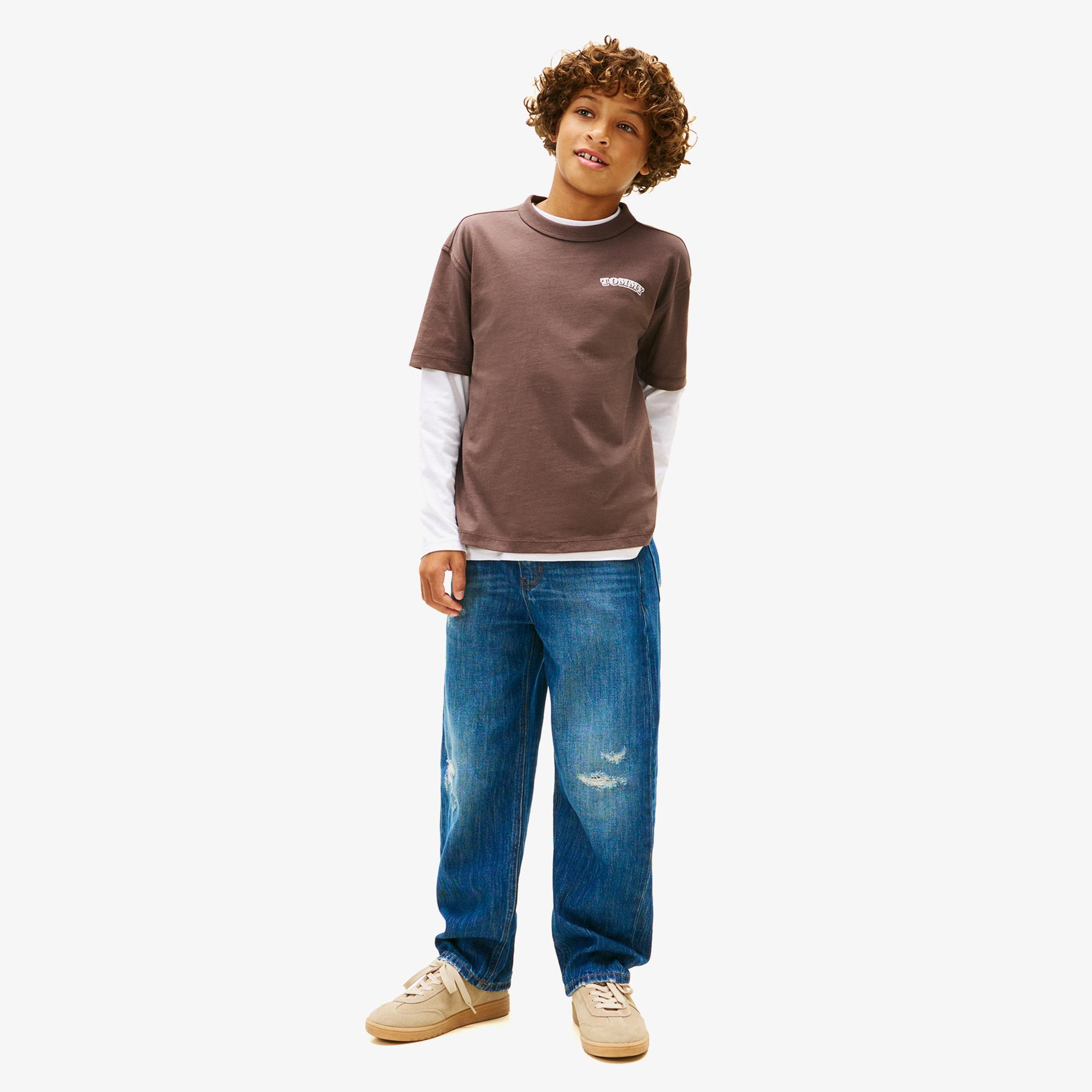 Tommy Hilfiger Puff Print Graphic Çocuk Kahverengi T-Shirt