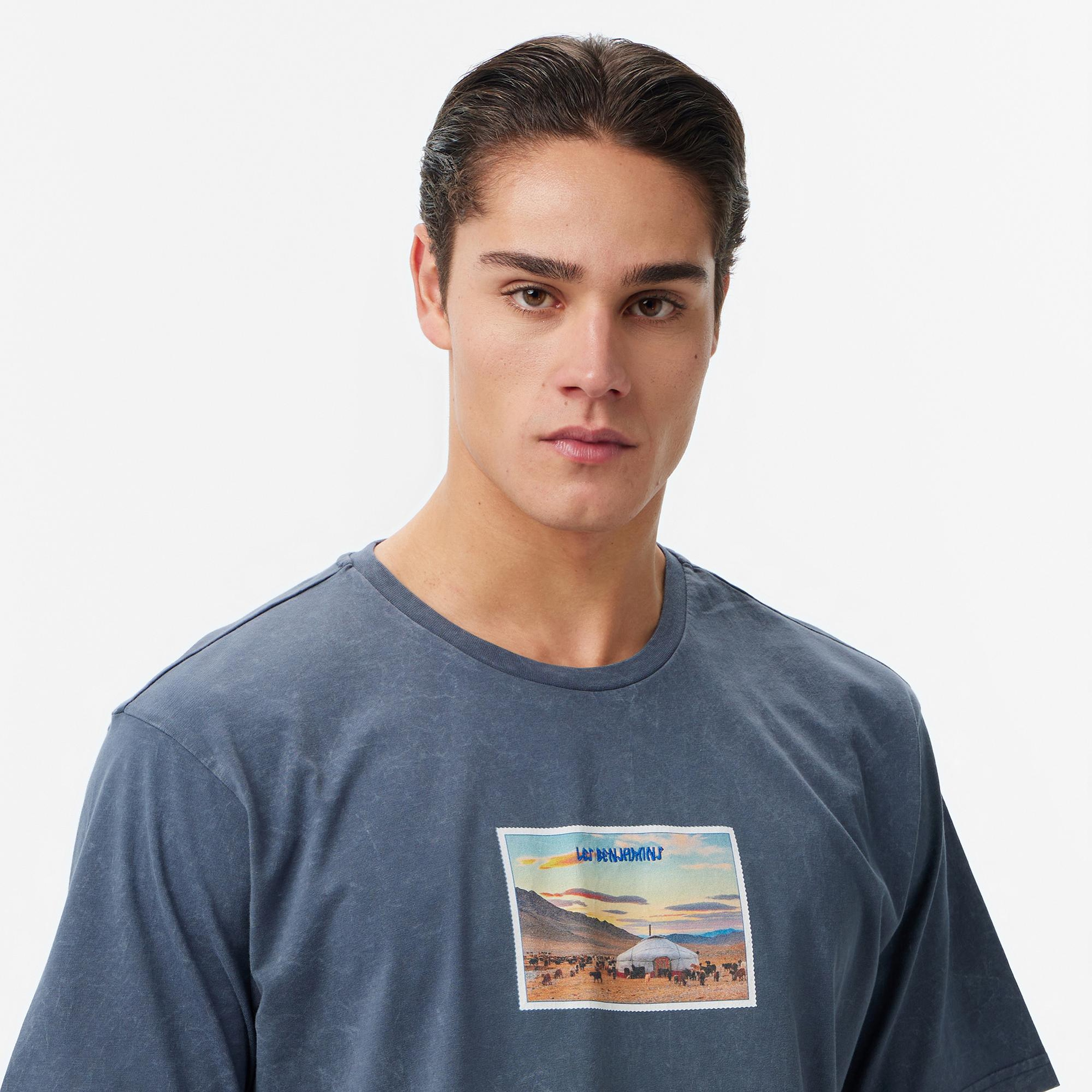 Les Benjamins Regular Fit Erkek Mavi T-Shirt