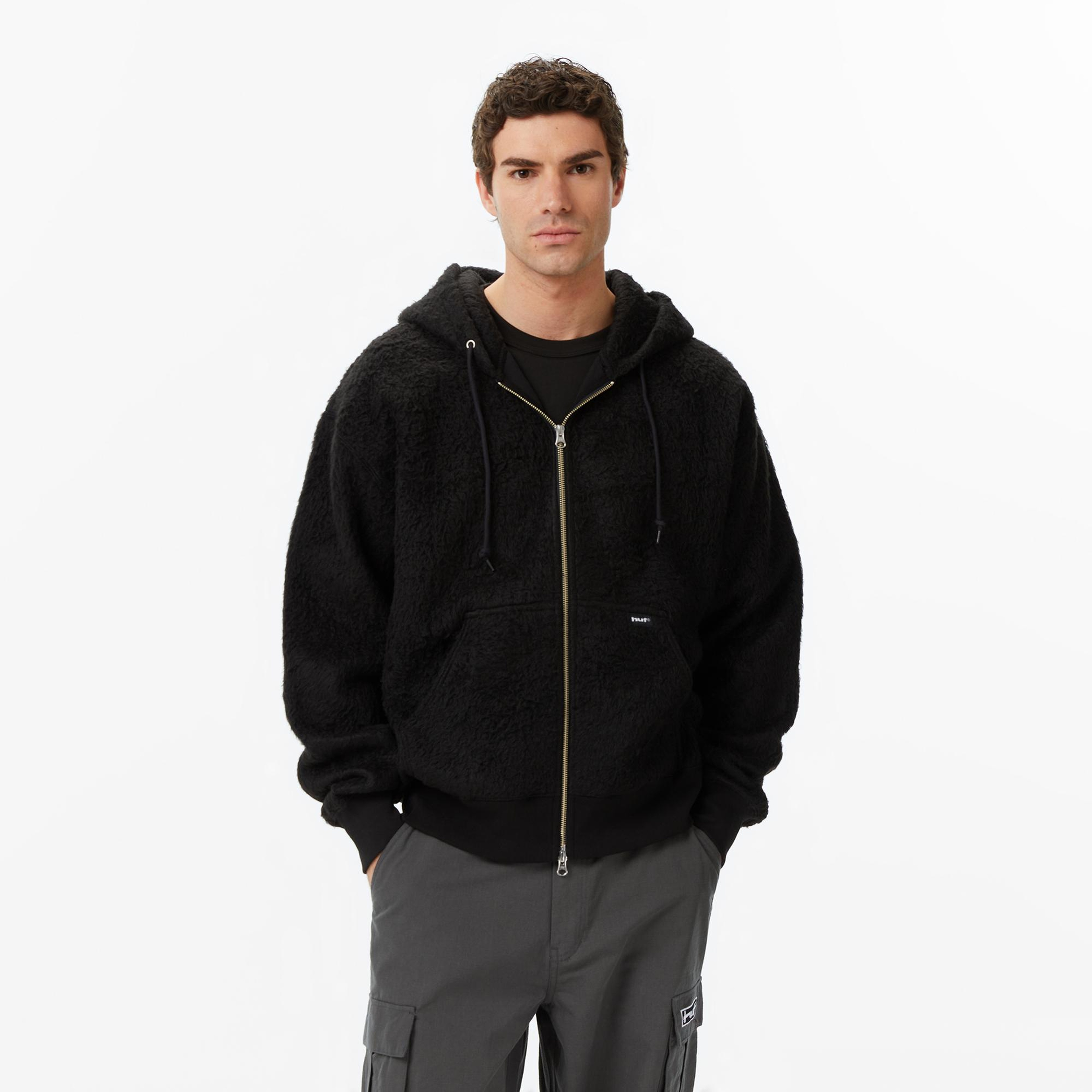 Huf Corso Heavyweight Full Zip Erkek Siyah Sweatshirt