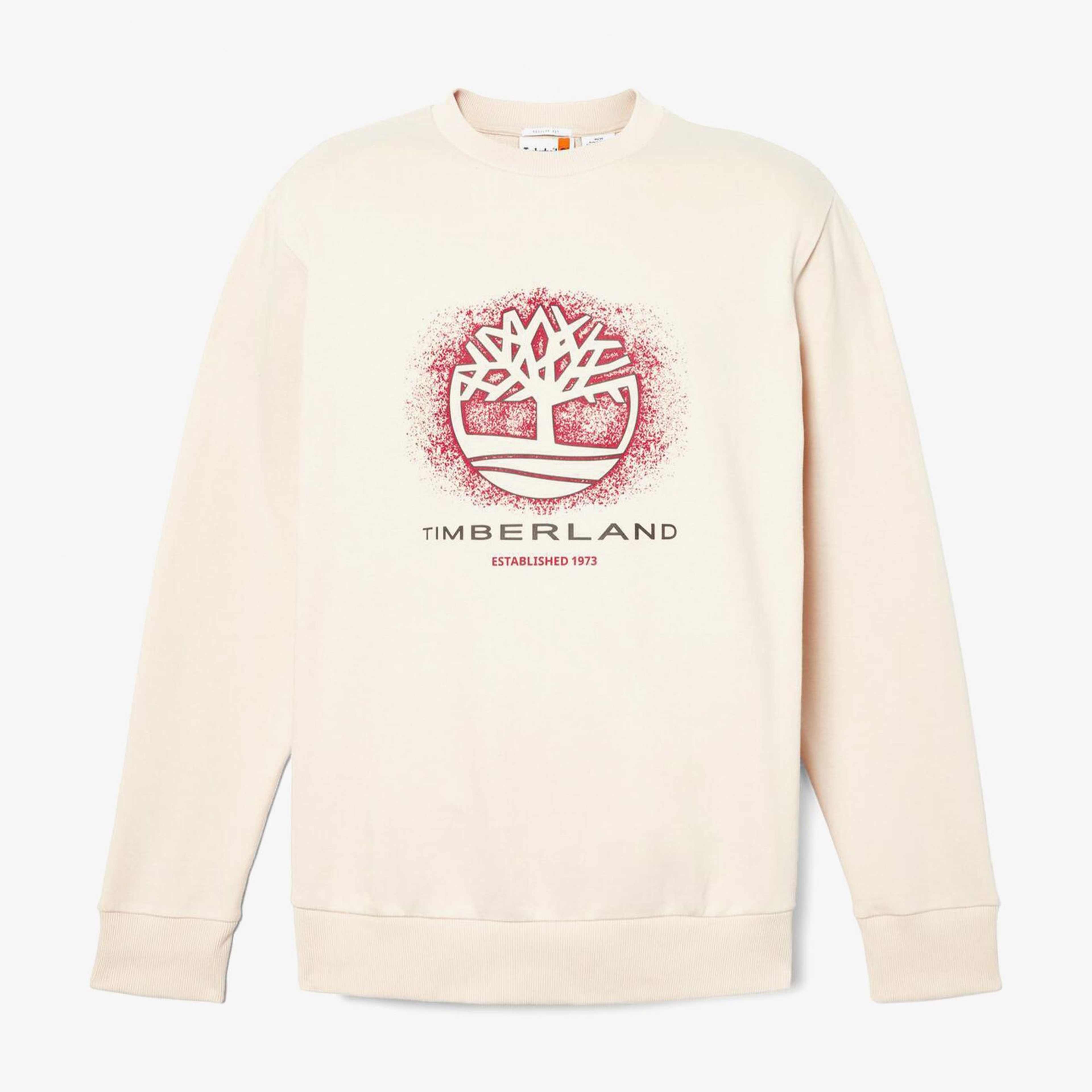 Timberland Front Seasonal Tree Logo Graphic Crewneck Erkek Bej Sweatshirt