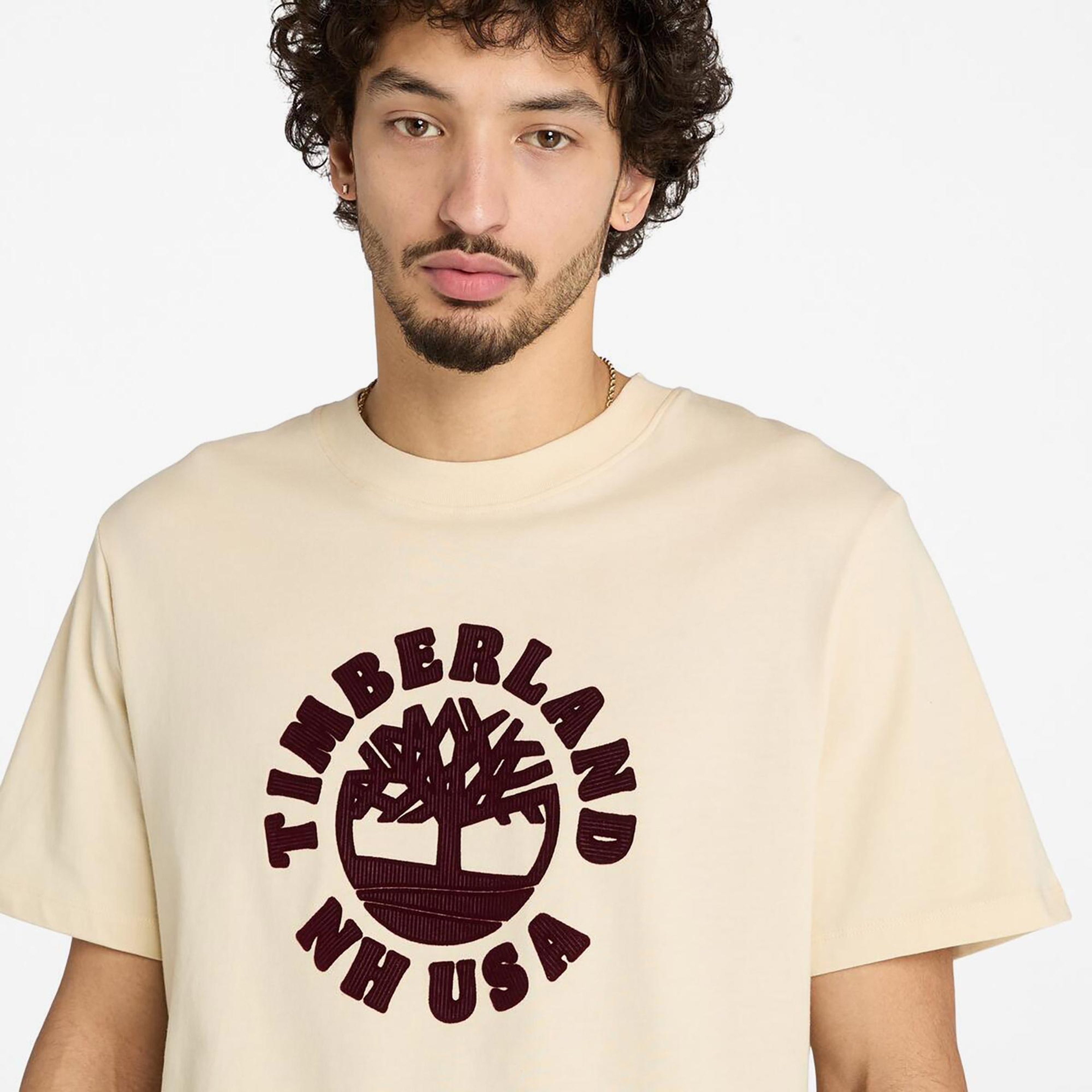 Timberland Holiday Front Graphic Erkek Bej T-Shirt