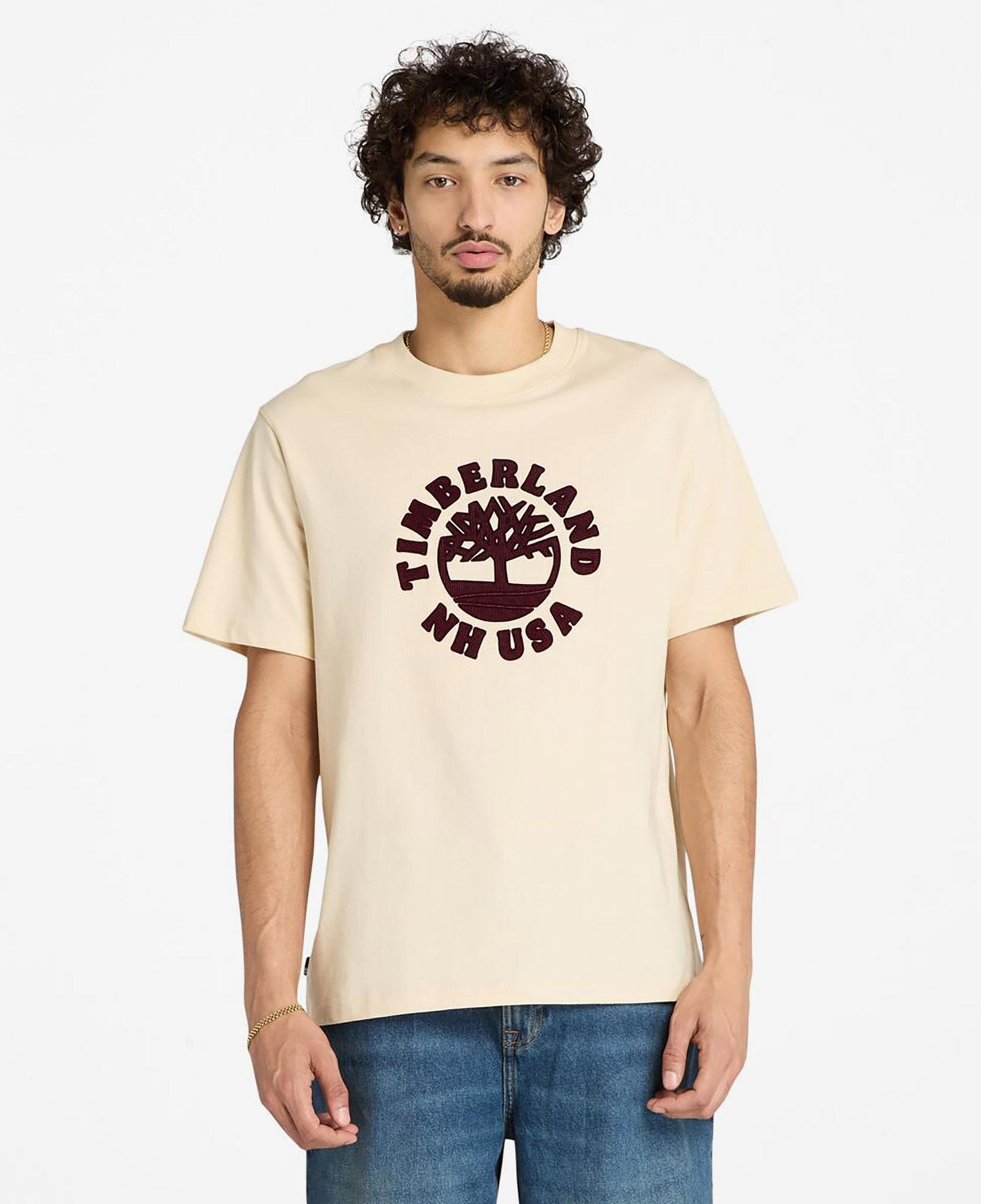 Timberland Holiday Front Graphic Erkek Bej T-Shirt
