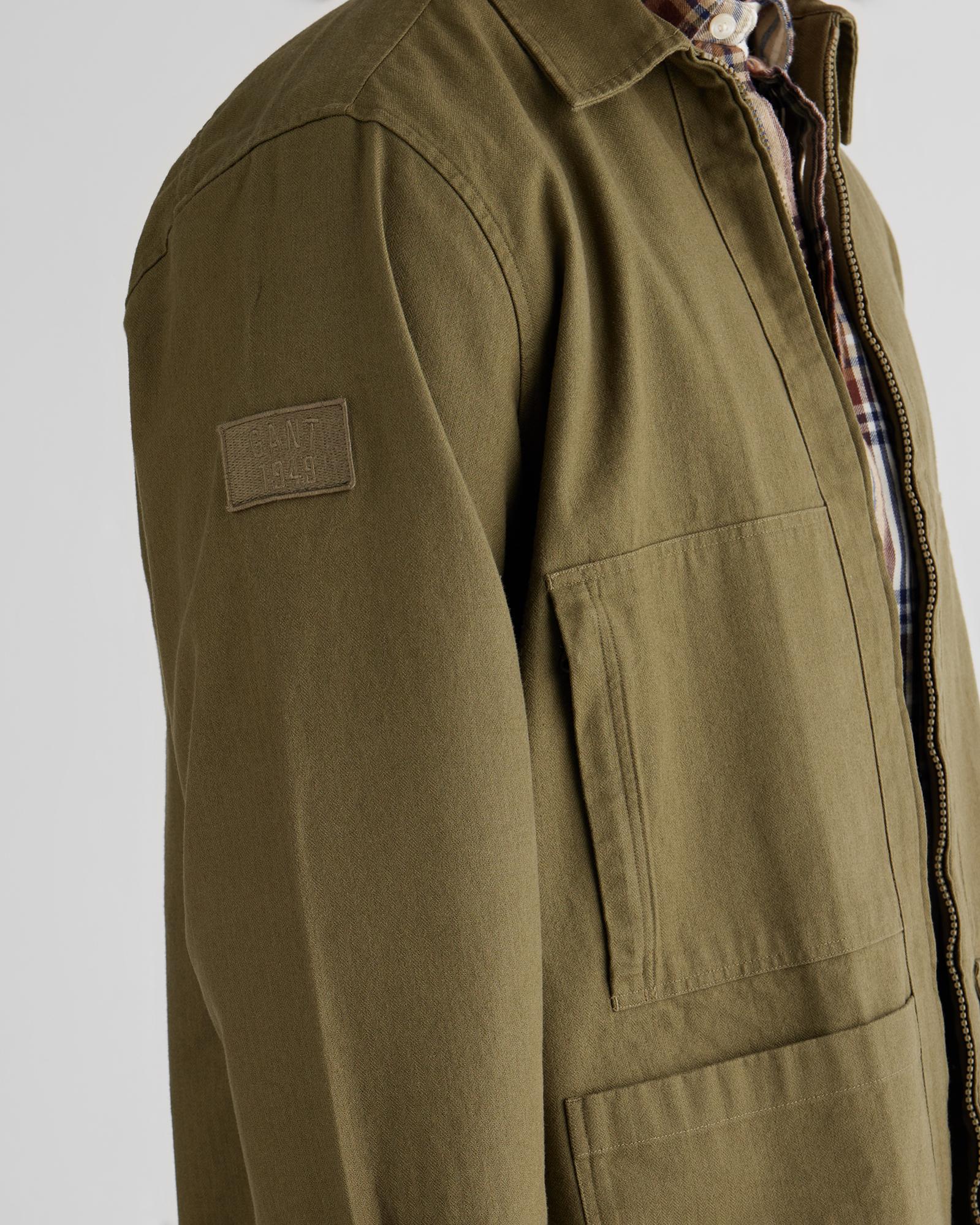 GANT Erkek Yeşil Oversize Fit Fermuarlı Logolu Gömlek