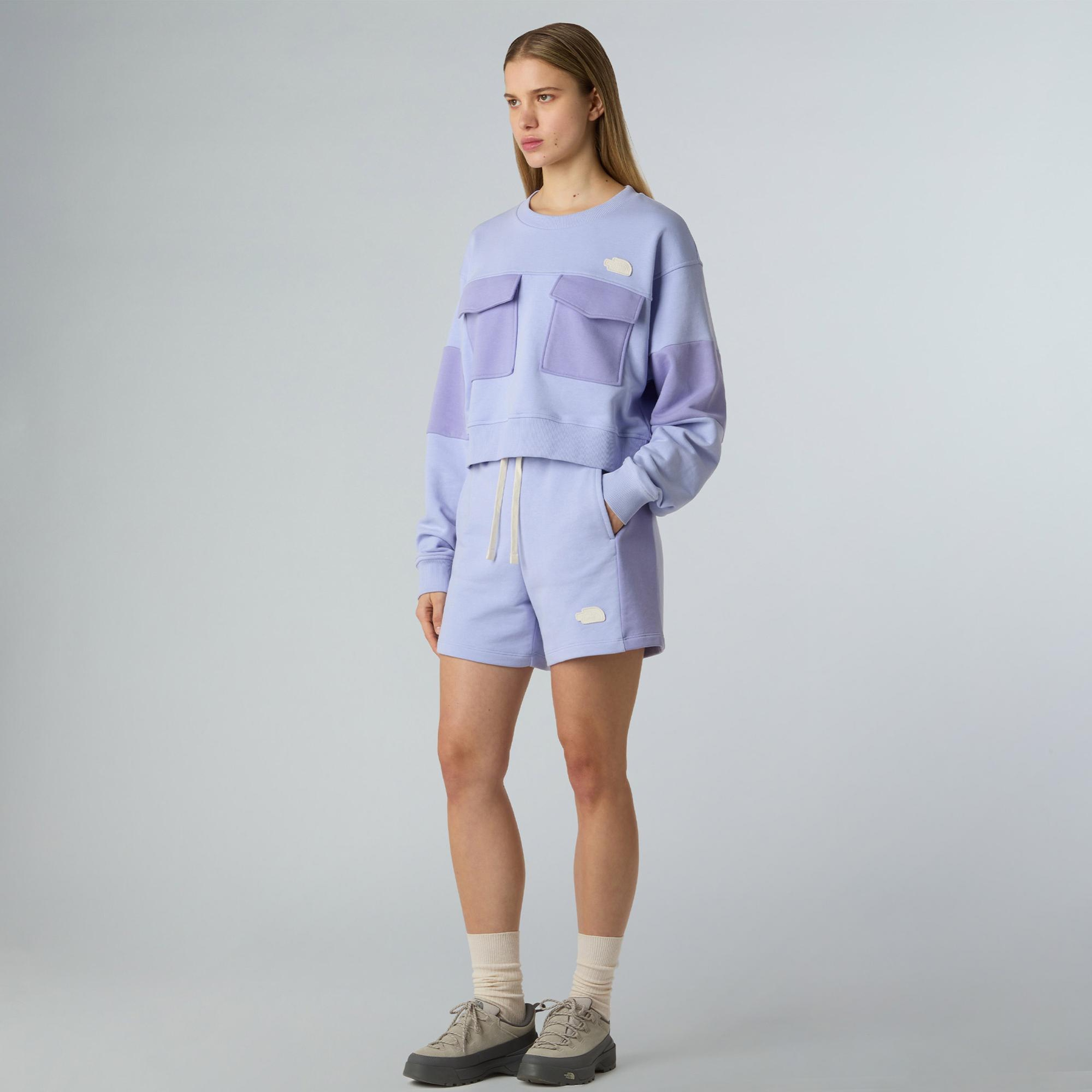 The North Face Terry  Oversızed Cropped Crew Kadın Mavi Sweatshirt