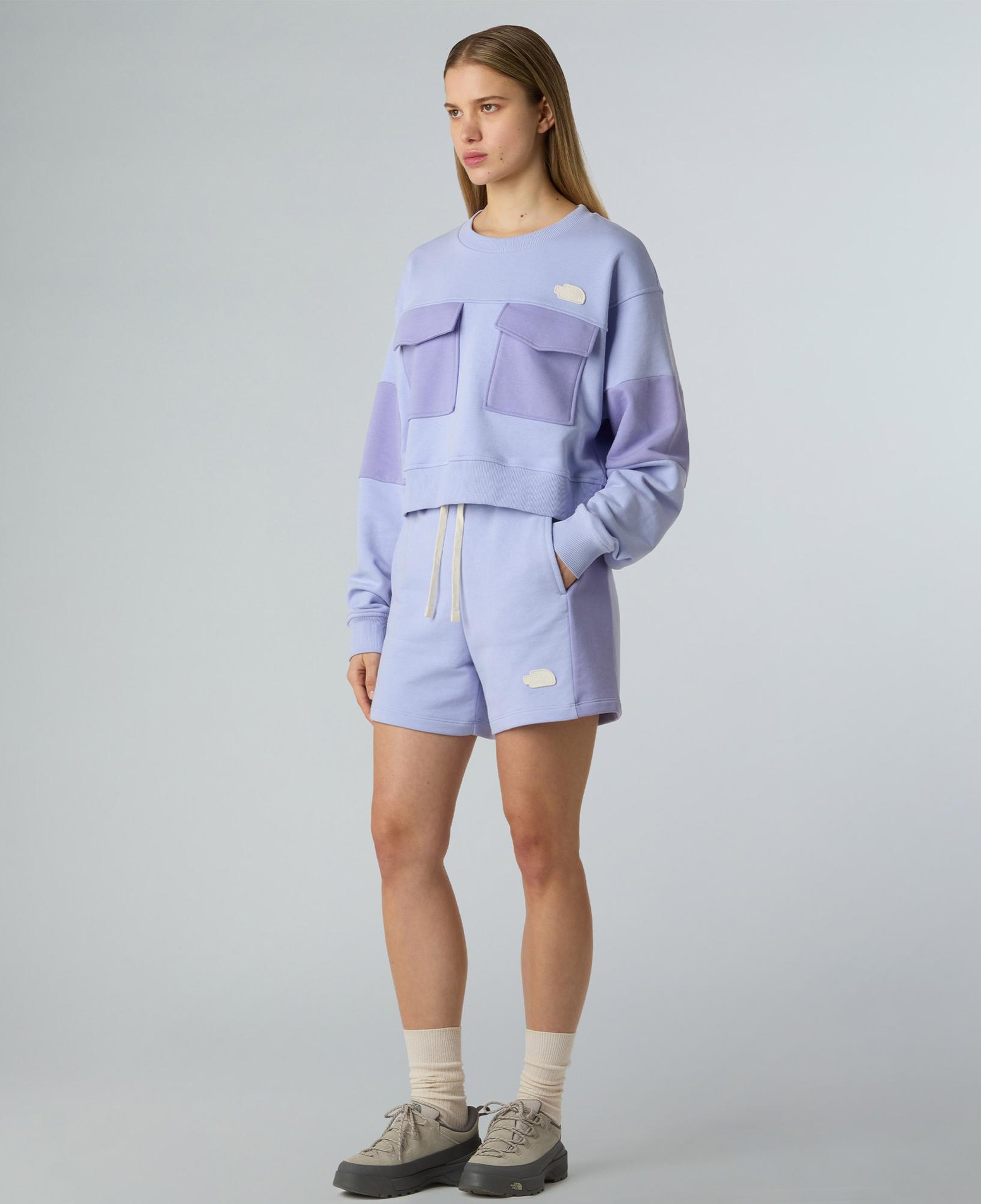 The North Face Terry Oversızed Cropped Crew Kadın Mavi Sweatshirt