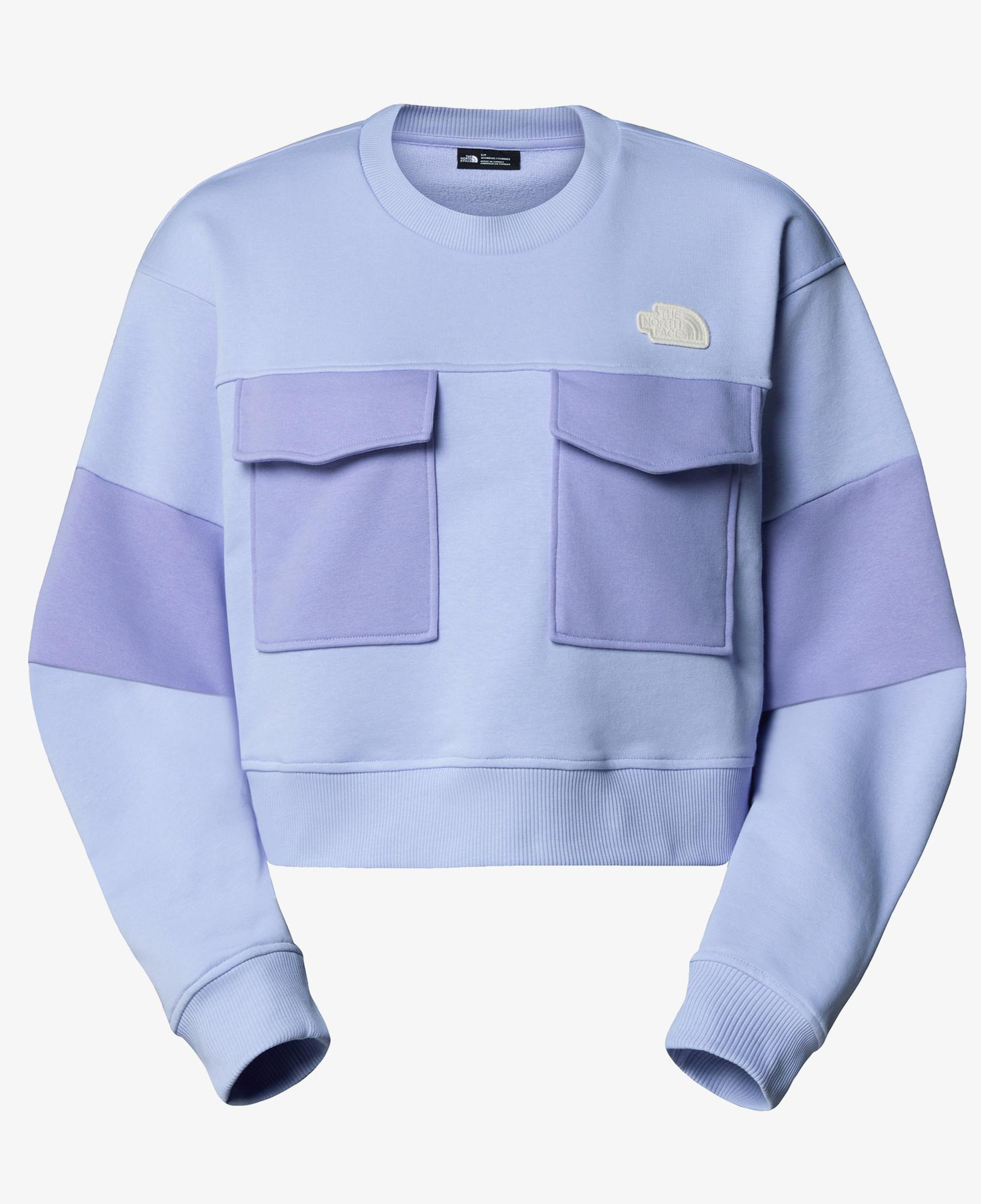 The North Face Terry Oversızed Cropped Crew Kadın Mavi Sweatshirt
