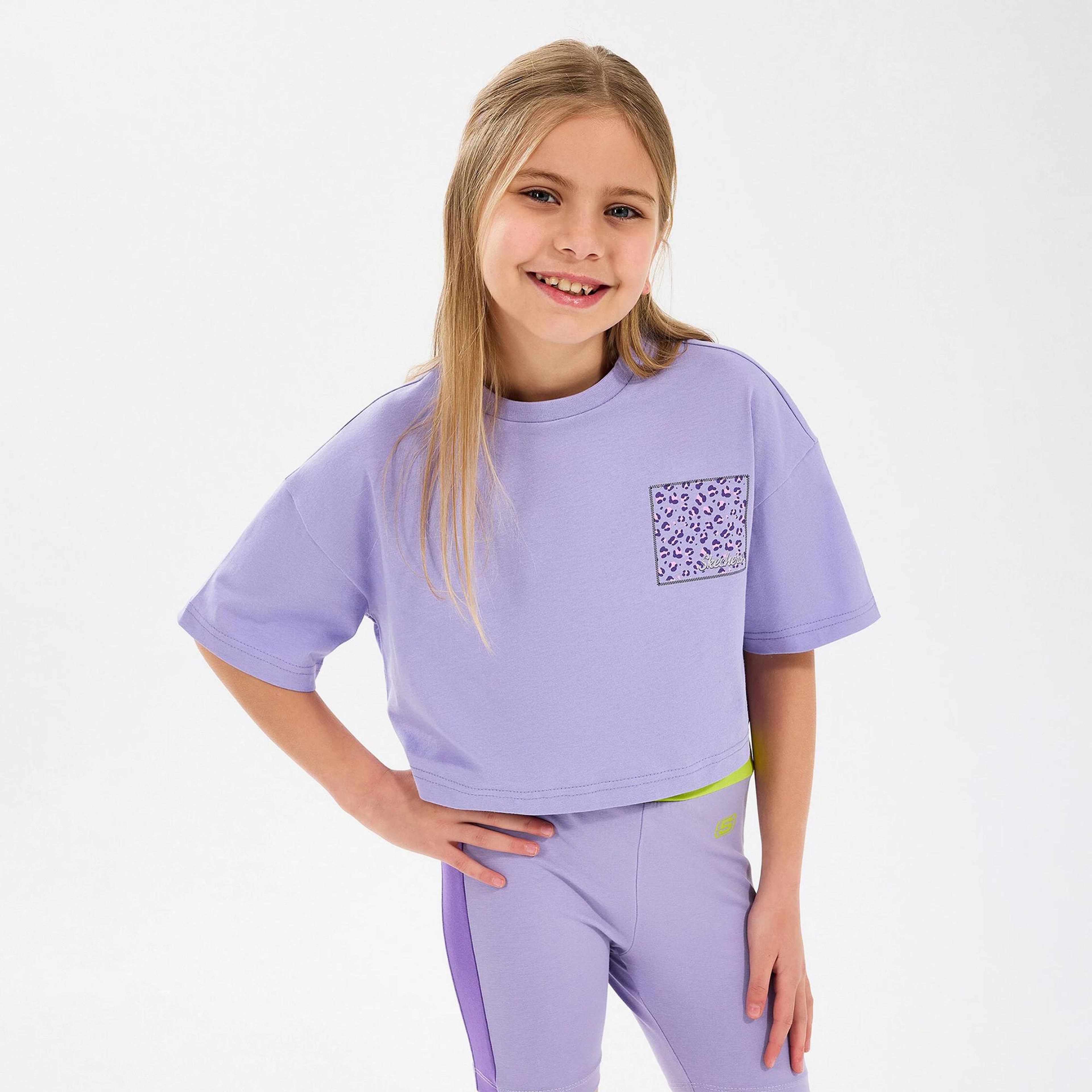 Skechers Graphic Cropped Çocuk Mor T-Shirt