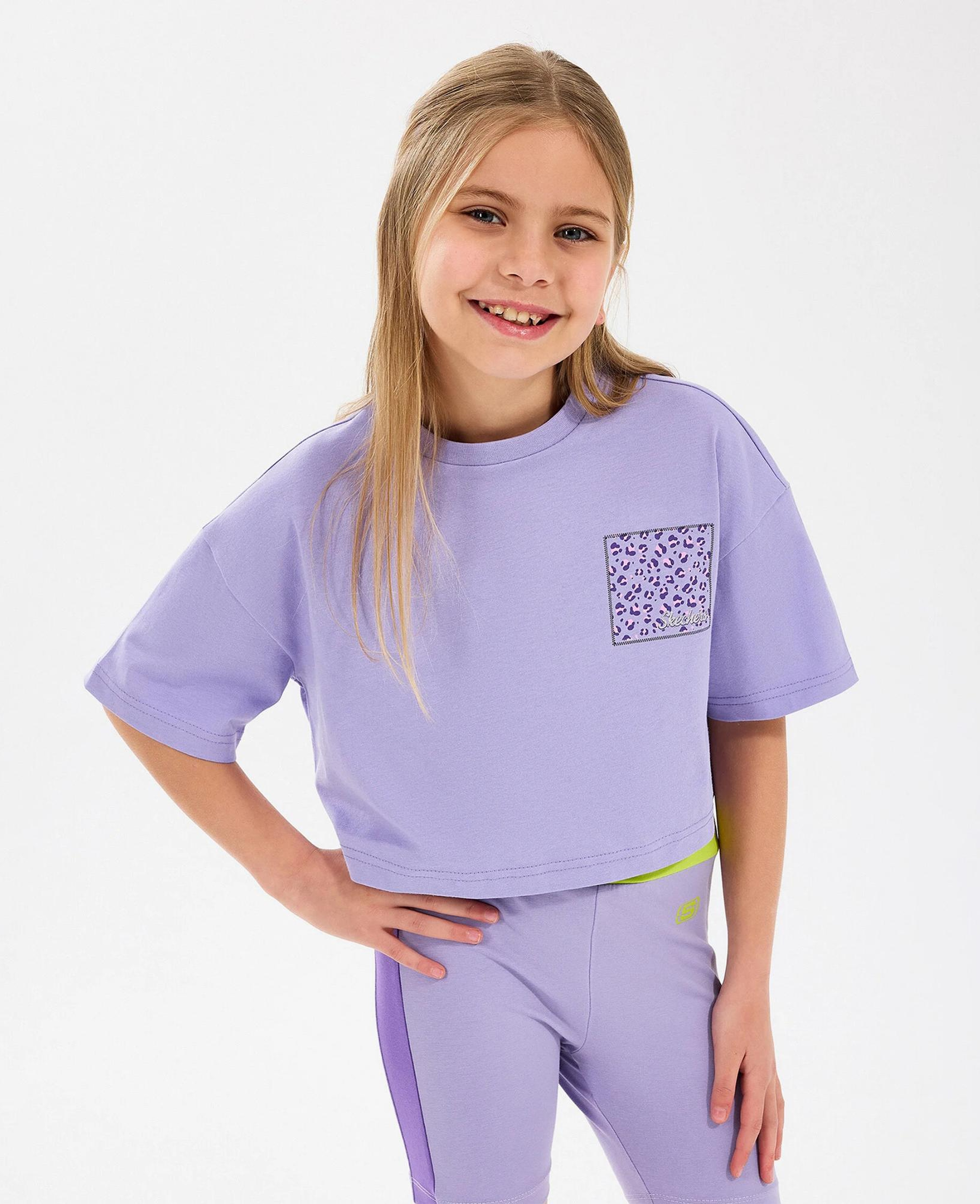 Skechers Graphic Cropped Çocuk Mor T-Shirt