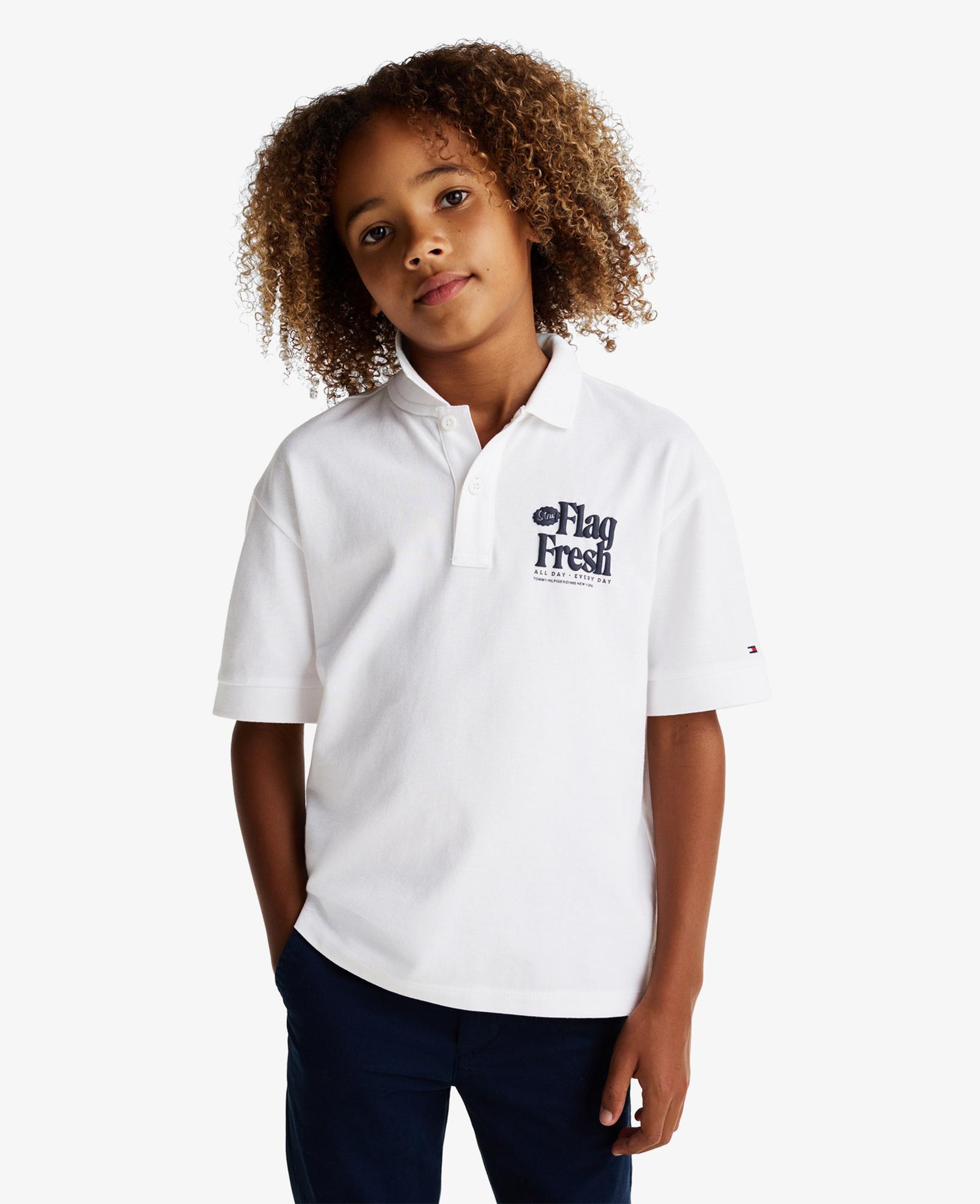 Tommy Jeans Flag Fresh Çocuk Beyaz Polo