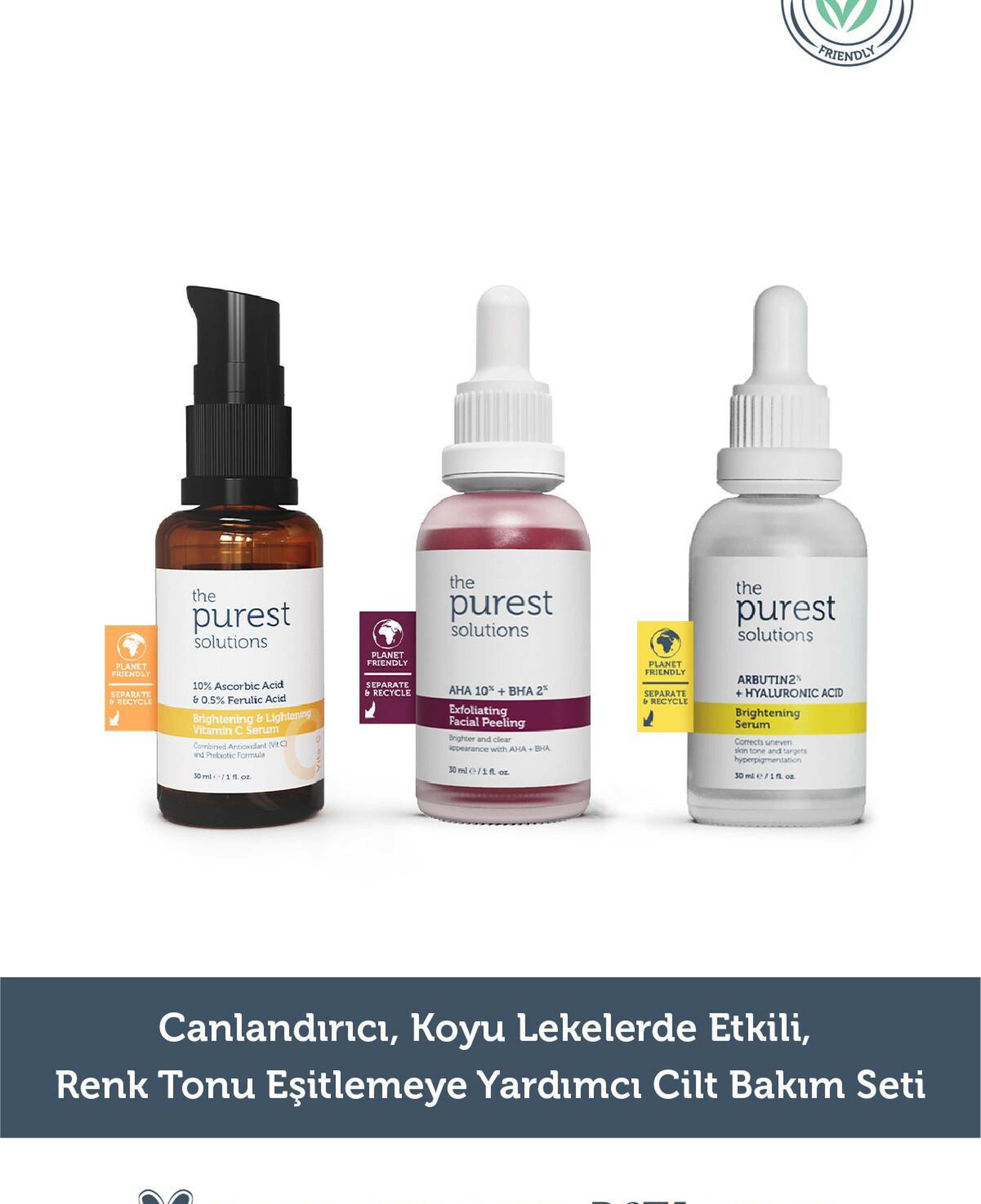 The Purest Solutions Canlandırıcı, Koyu Lekelerde Etkili, Renk Tonu Eşitlemeye Yardımcı Cilt Bakım Seti