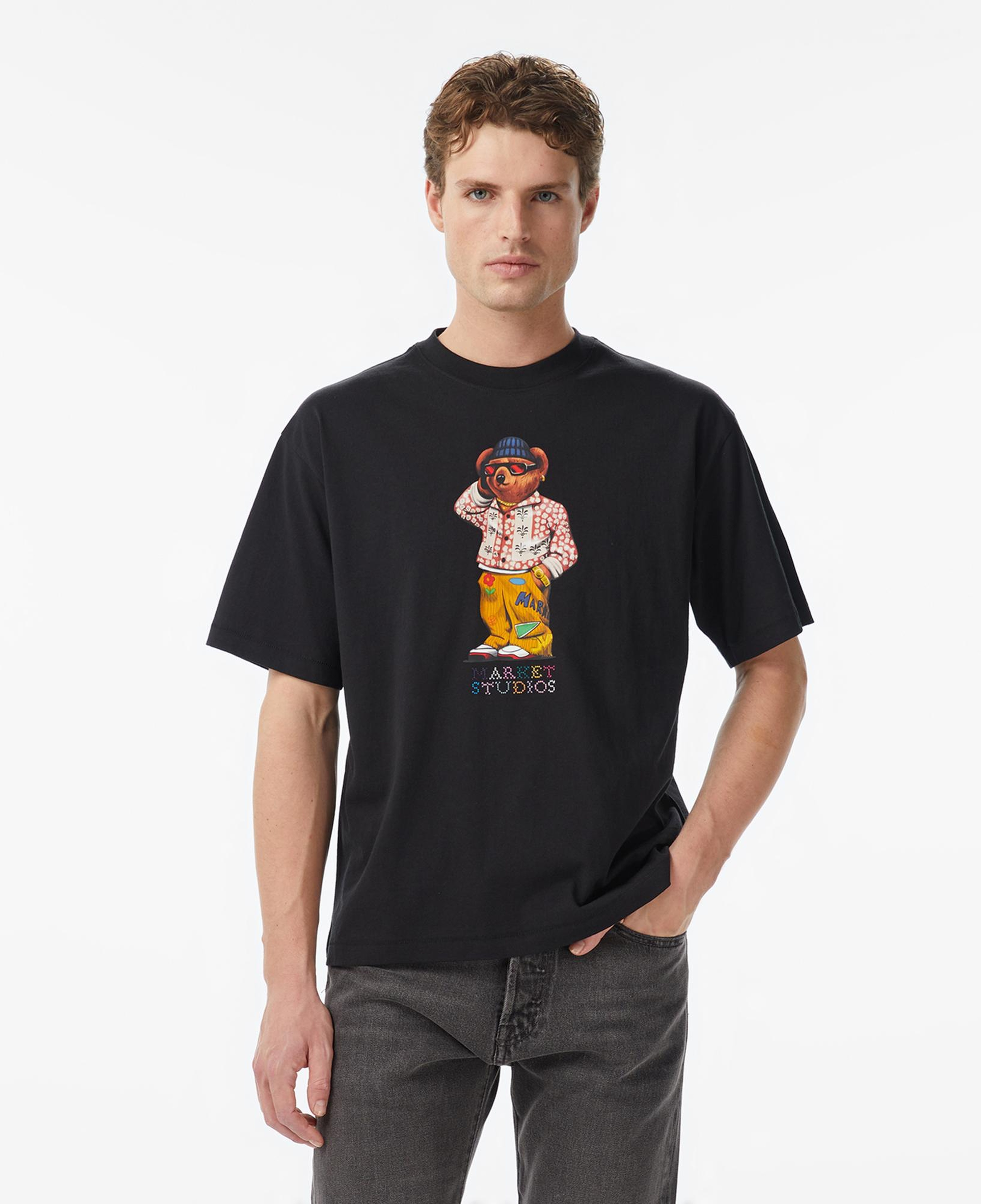 Market Folk Fitted Bear Erkek Gri T-Shirt