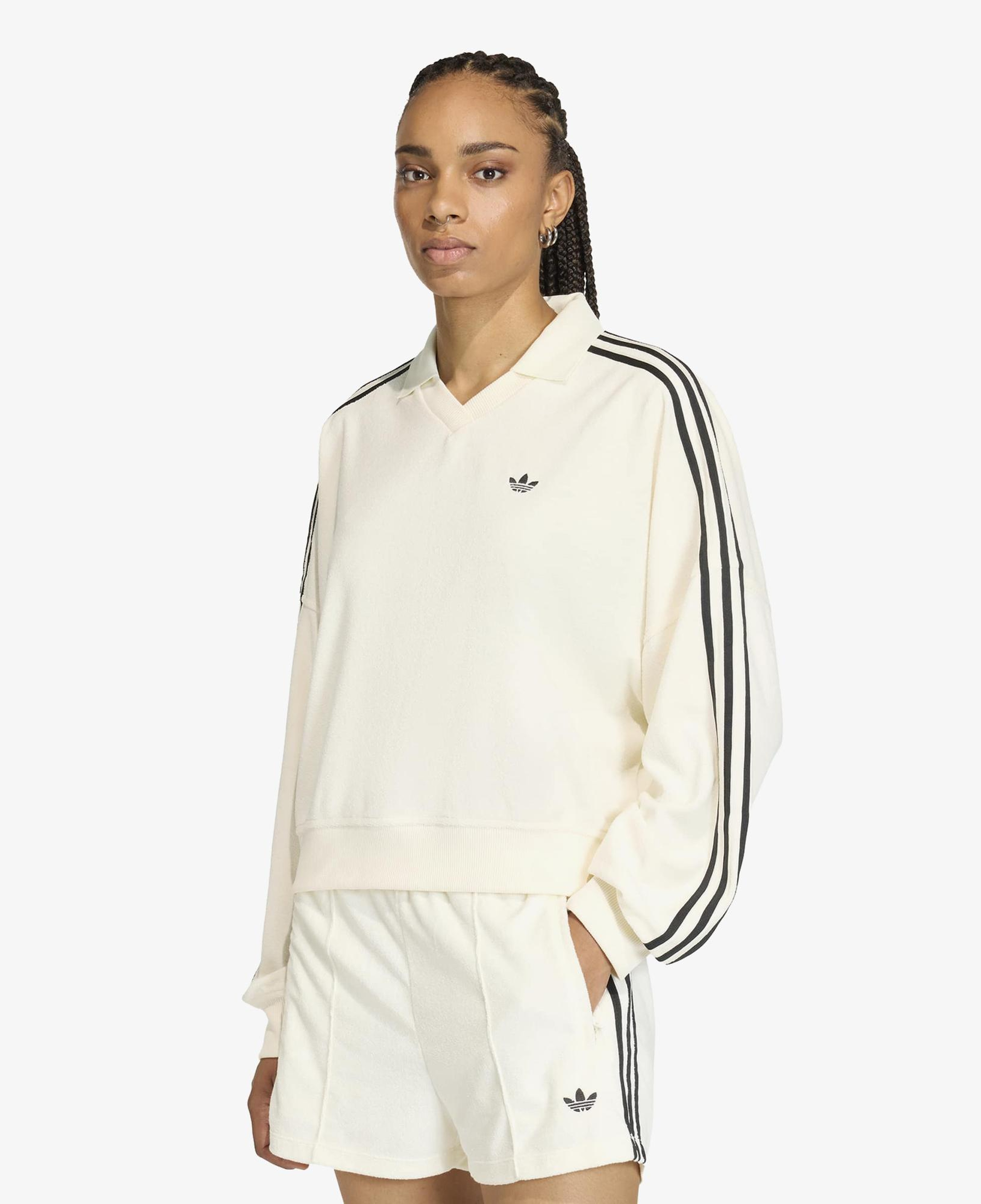 adidas Terry Towel V Neck Kadın Beyaz Sweatshirt