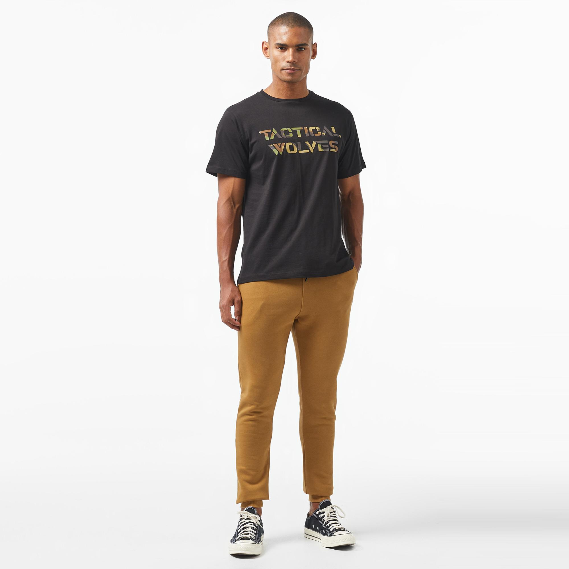 Tactical Wolves Oversize Kamuflaj Erkek Siyah T-Shirt