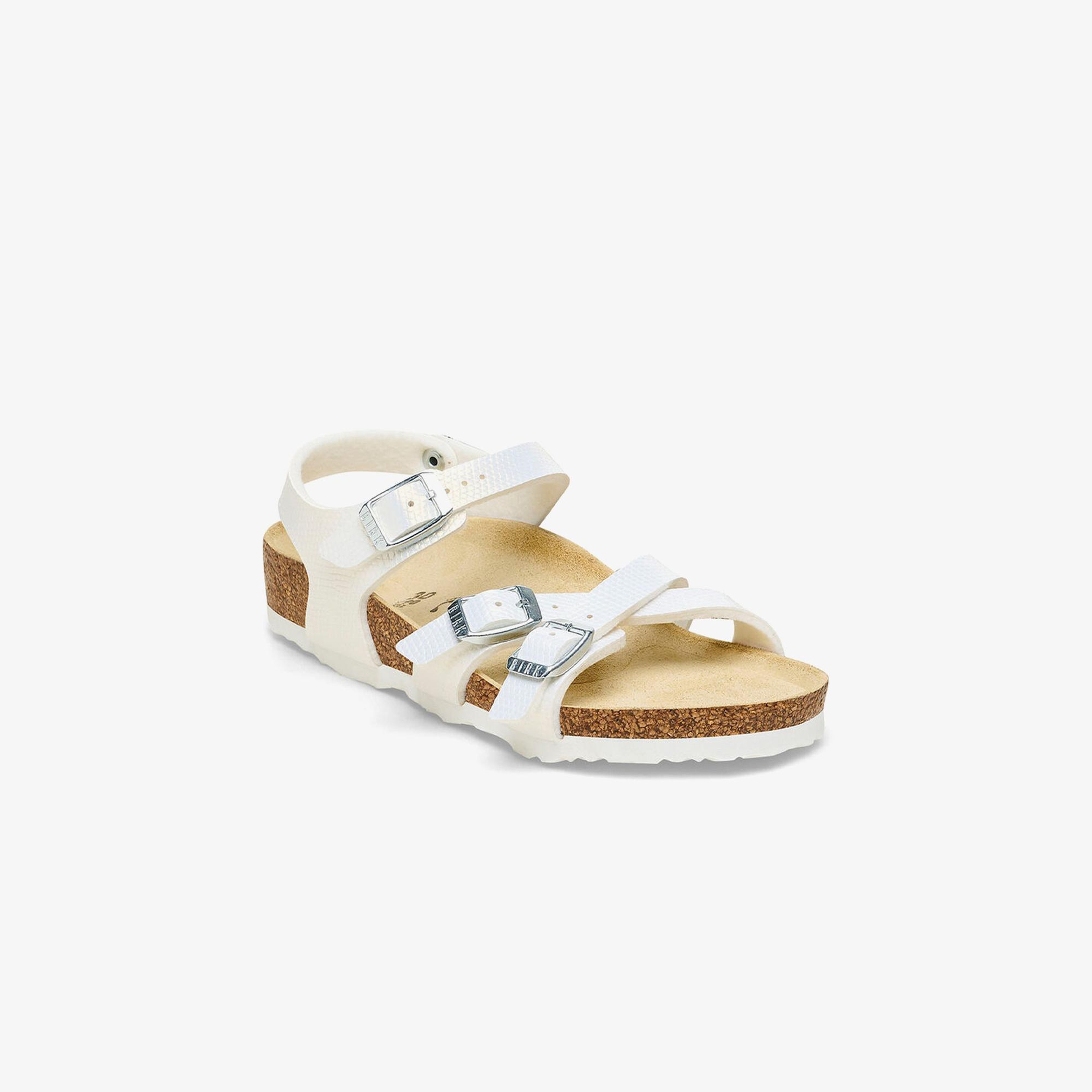 Birkenstock Kumba Bf Shiny Lizard Embossed Çocuk Beyaz Terlik