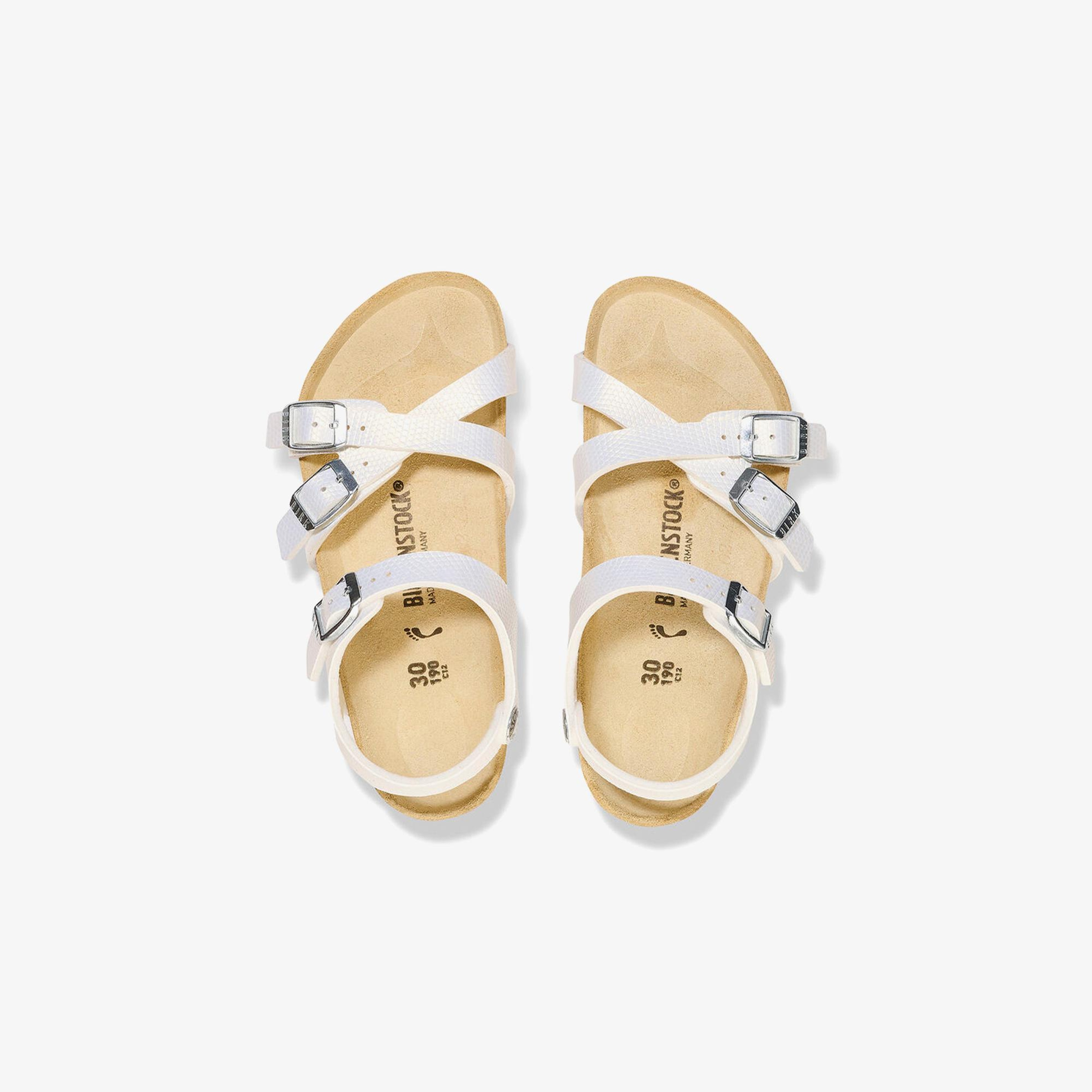 Birkenstock Kumba Bf Shiny Lizard Embossed Çocuk Beyaz Terlik