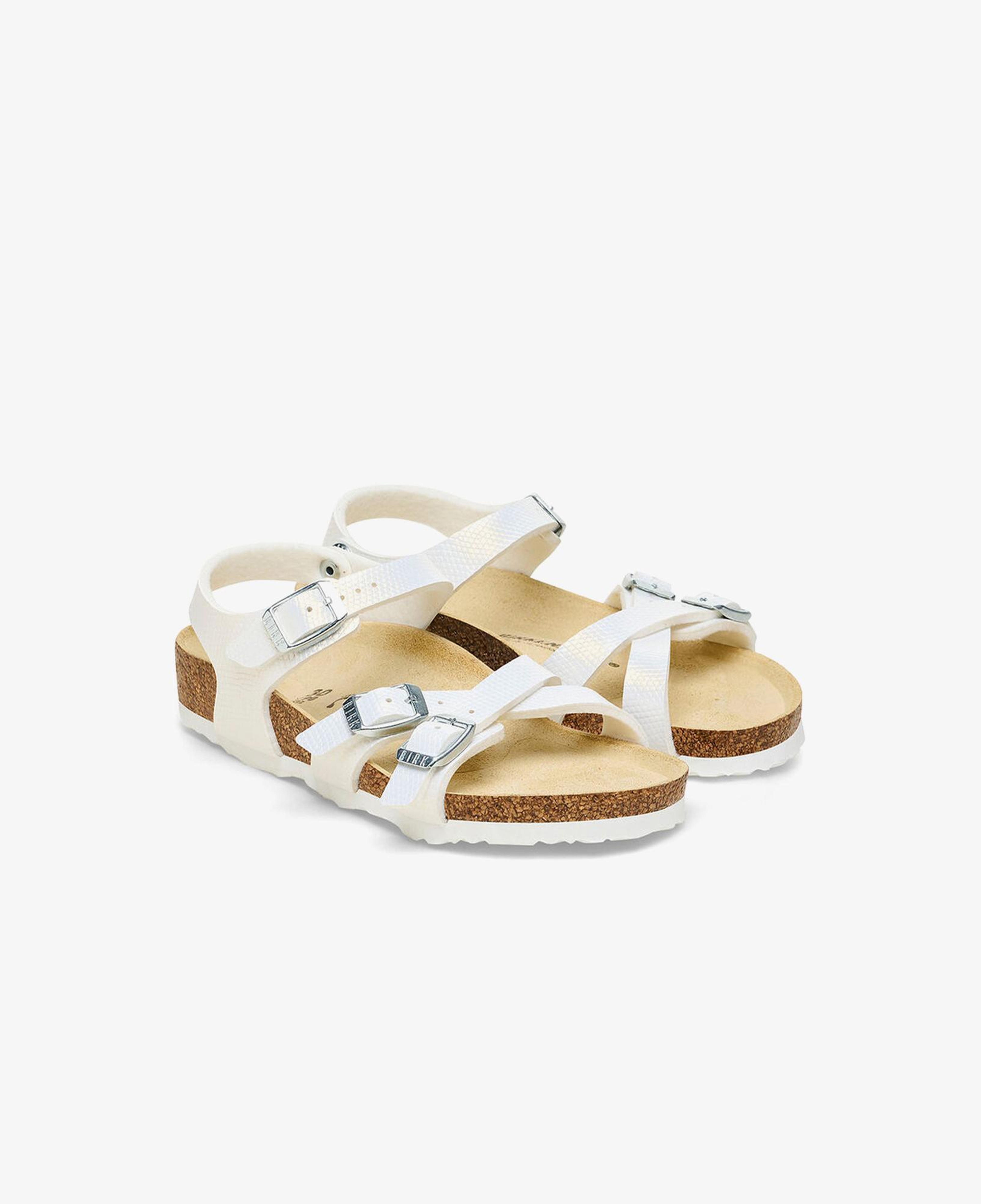 Birkenstock Kumba Bf Shiny Lizard Embossed Çocuk Beyaz Terlik