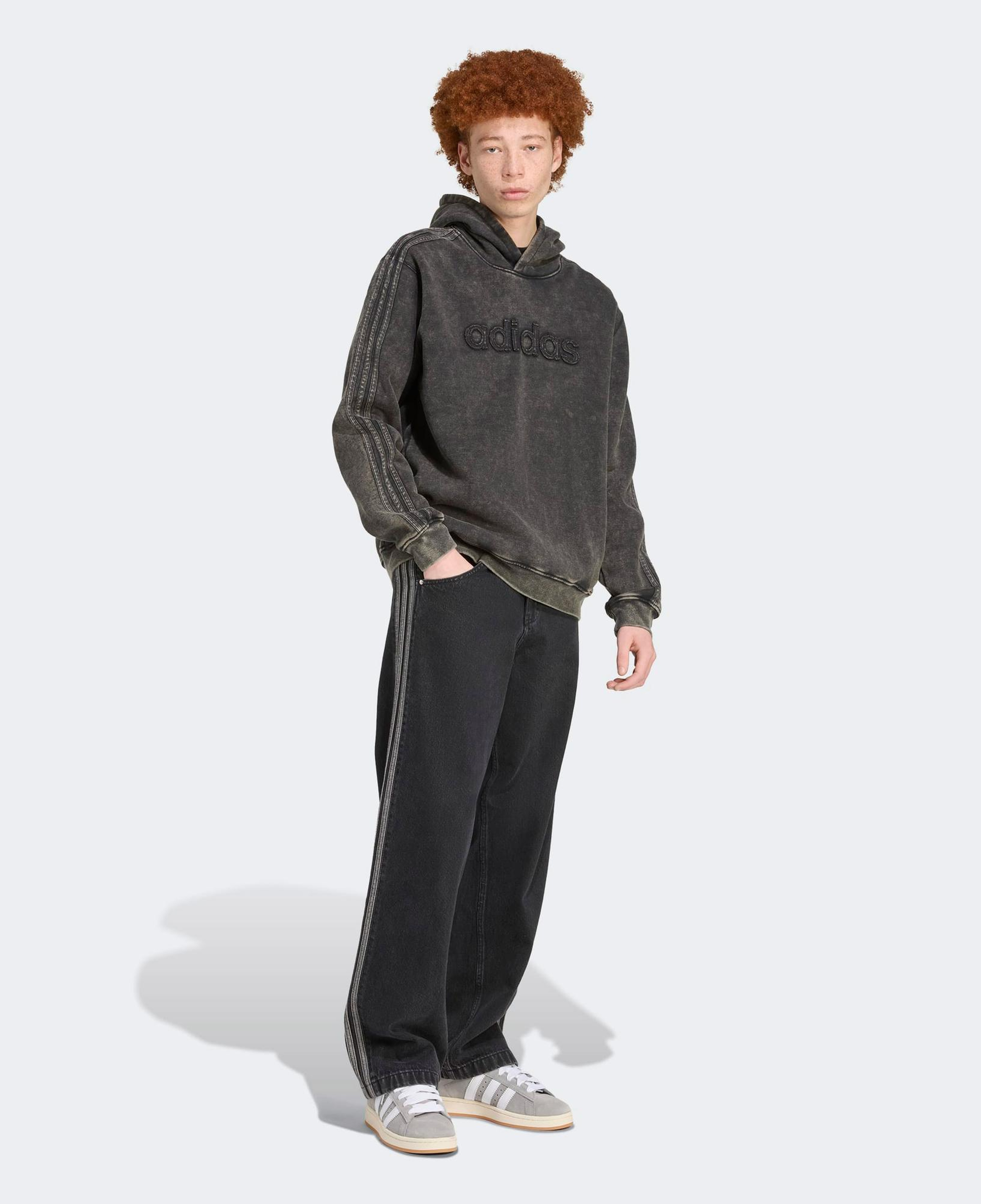 adidas sh Hoodıe Erkek Gri Sweatshirt