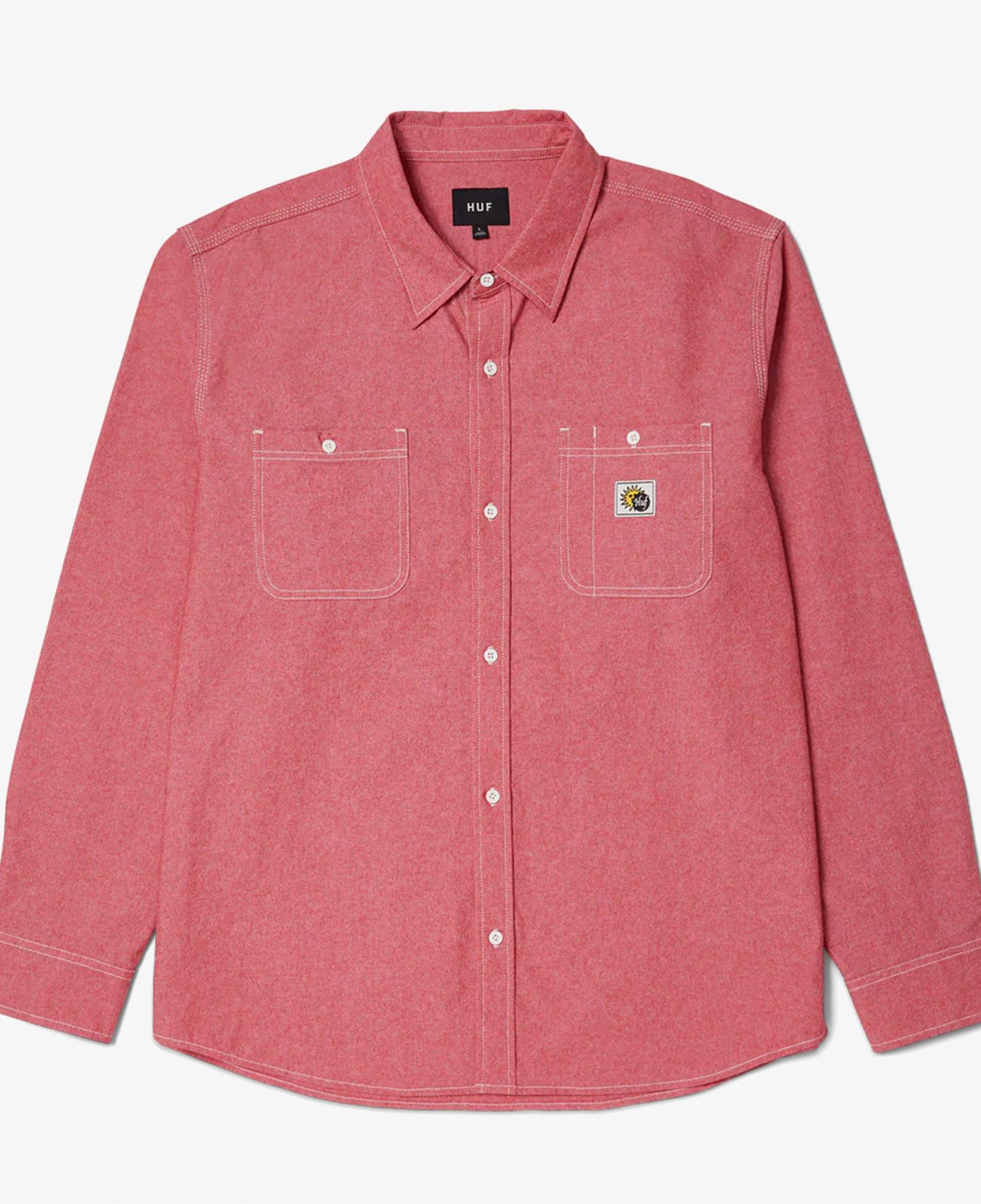 Huf Total Eclipse Chambray Erkek Kırmızı Gömlek