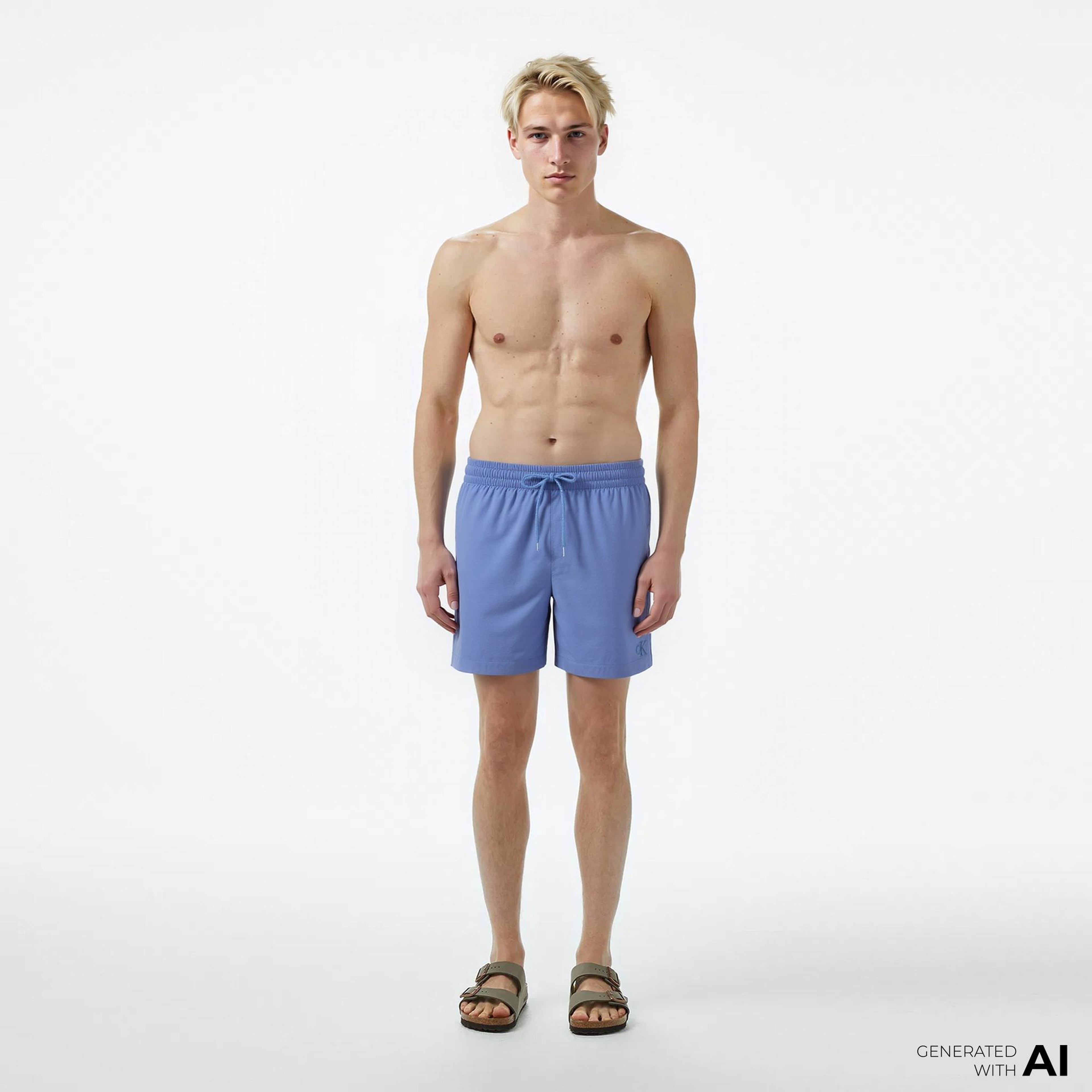 Calvin Klein Quick Drying Erkek Mavi Mayo