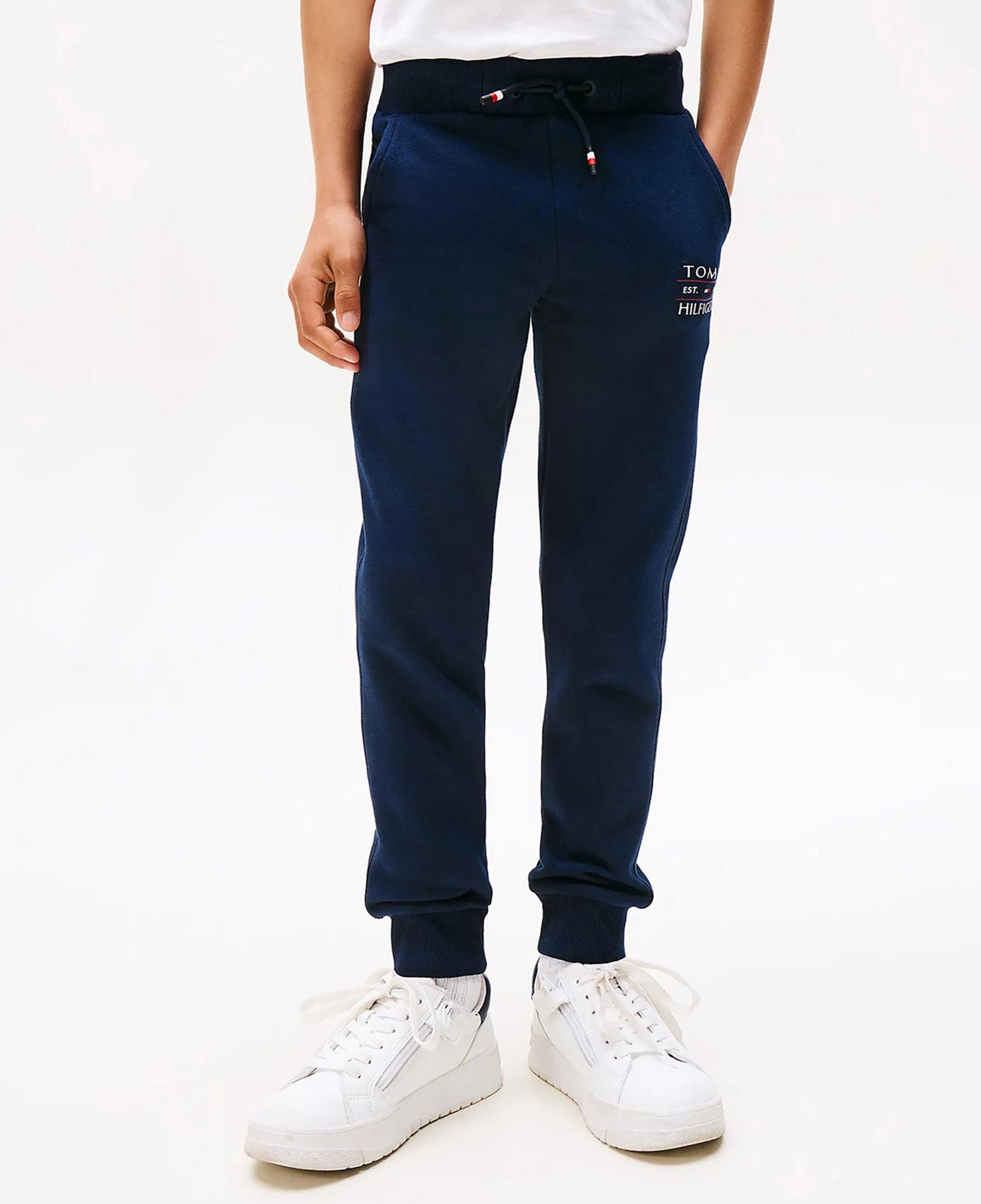 Tommy Hilfiger Cuffed Leg Logo Çocuk Siyah Eşofman Altı